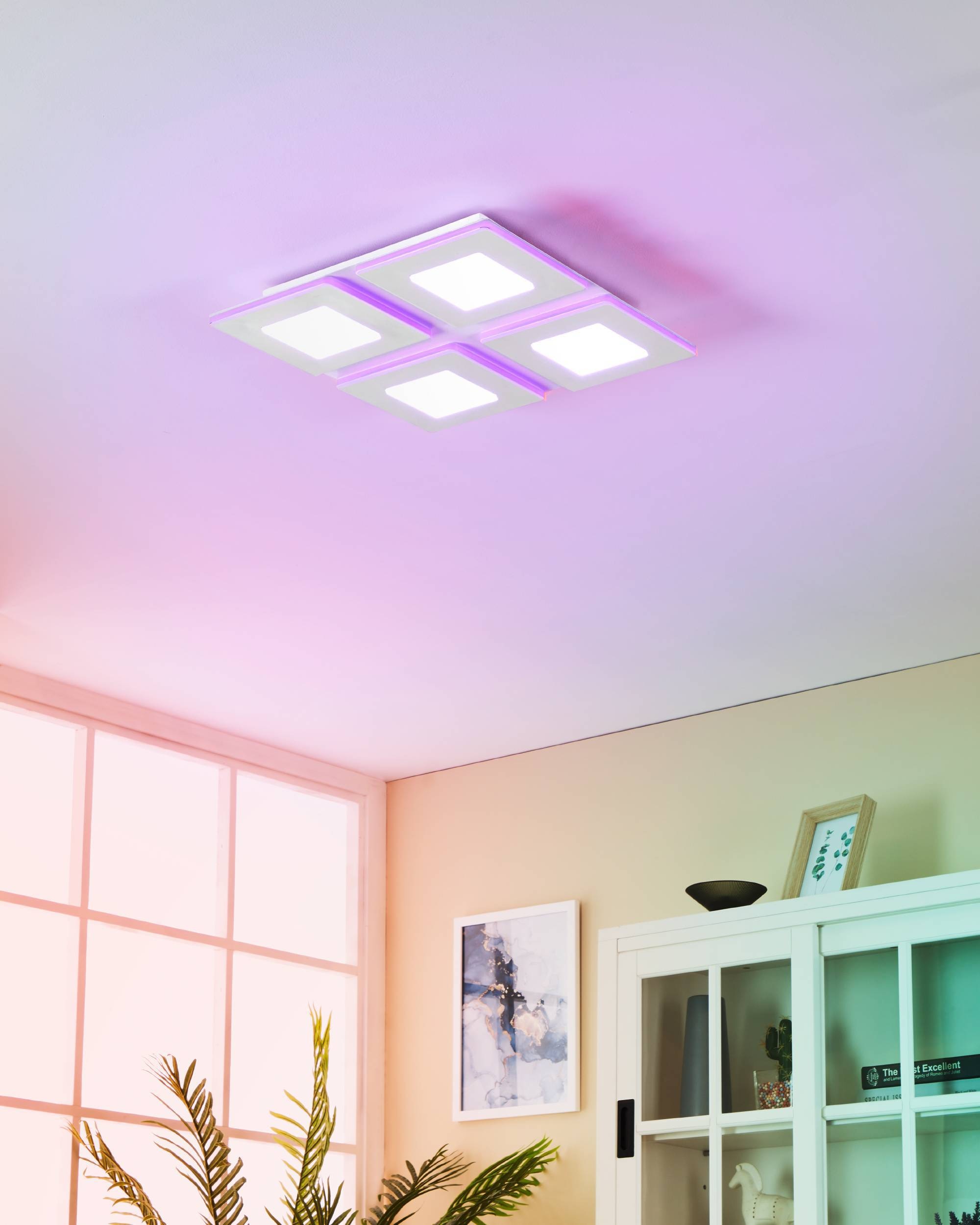 EGLO Deckenleuchte »Padrogiano-Z Deckenlampe, ZigBee 3.0, App und Sprachsteuerung, Lampe« LED-Modul 1 Stk. Kaltweiß | RGB ZigBee, App und Sprachsteuerung Alexa, RGB, dimmbar, 45 x 45 cm