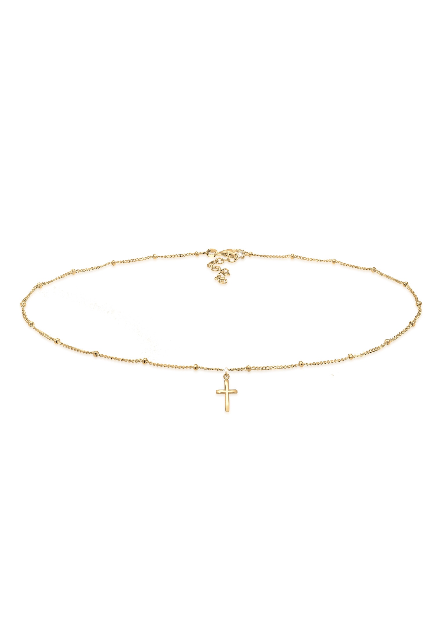 ELLI Damen Choker "Halskette Choker Kugelkette Kreuz Glaube 925 Silber", ohne Stein, Silber 925 (Sterlingsilber), gold, Silber 925 (Sterlingsilber),