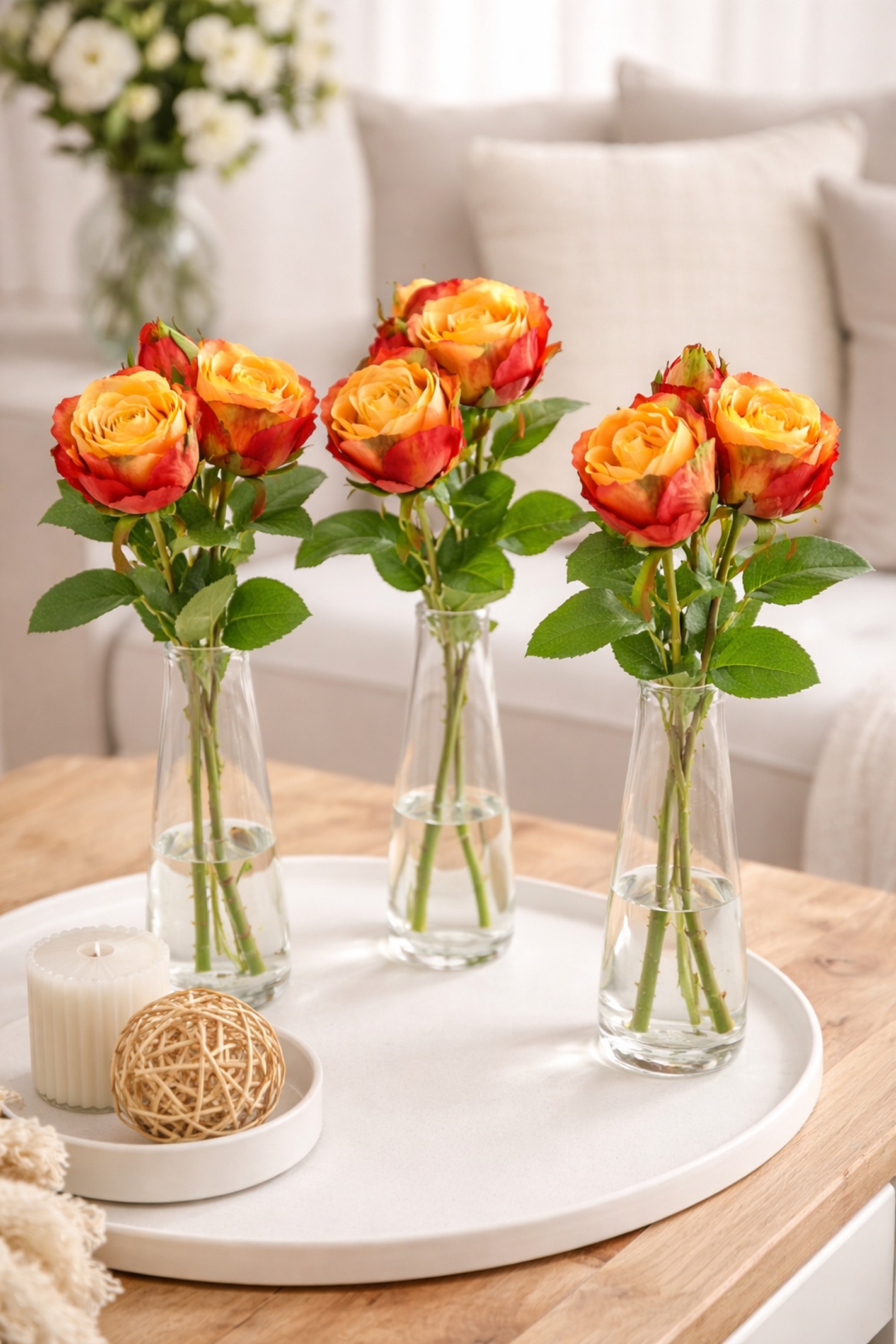 I.GE.A. Kunstblume "Künstlicher Rosenzweig" 3er Set Rose Kunstrosen Dekoblu günstig online kaufen