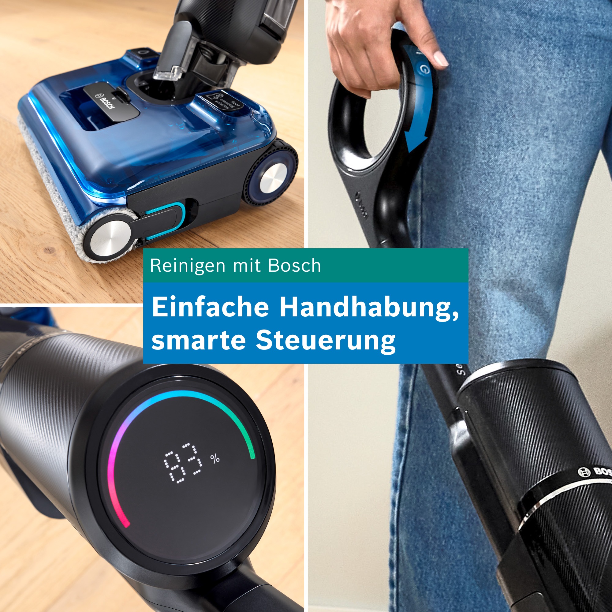 BOSCH Nass-Trocken-Sauger »OneFlow Serie 6 BHF61BM/BHF61BS, Selbstreinigung, 24.000 PA Saugkraft« Saugen & Wischen in einem, Anti-Haarverwicklung