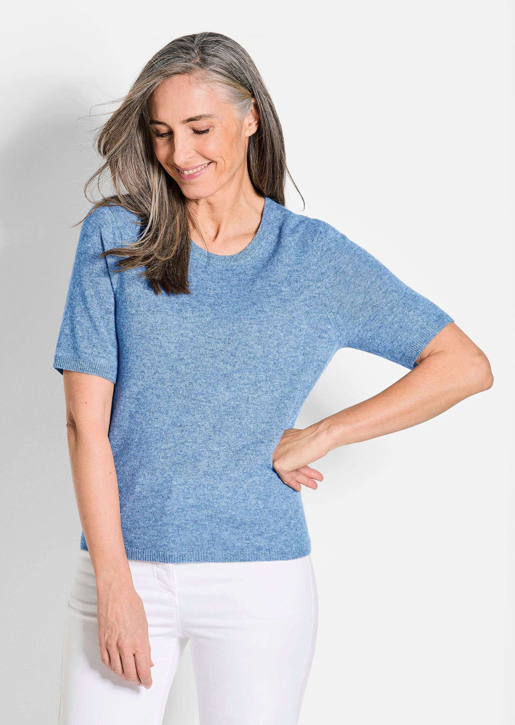 GOLDNER Kurzarmpullover "Halbarmpullover mit Rundhals aus Kaschmir" günstig online kaufen