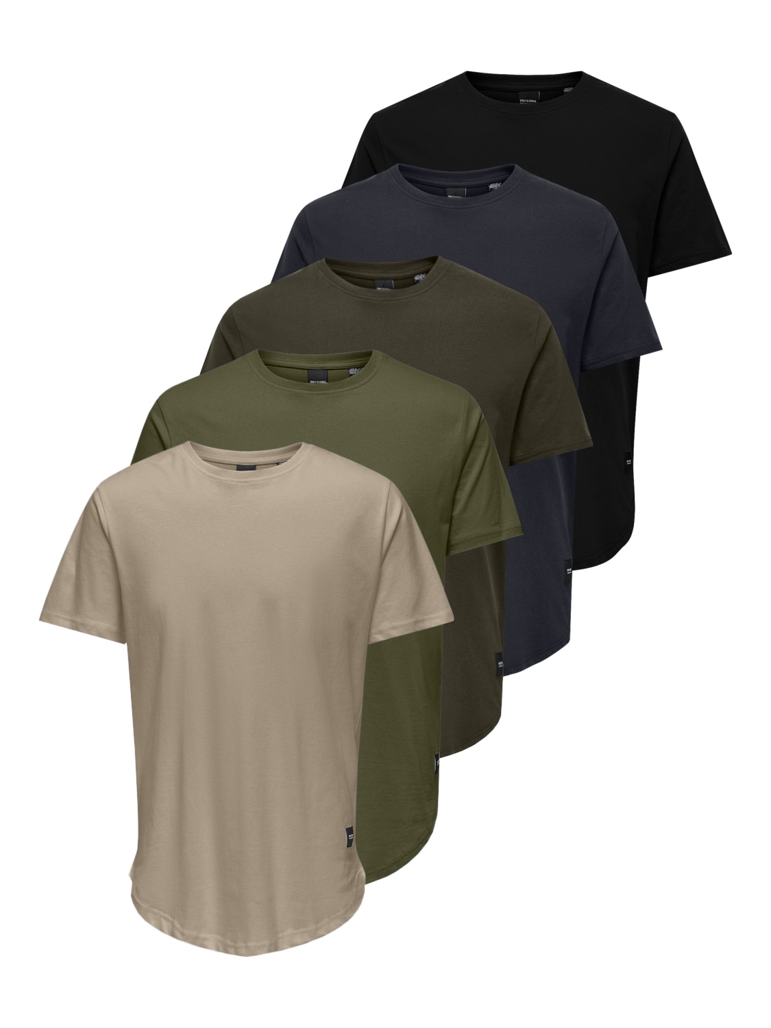 ONLY & SONS Rundhalsshirt "ONSMATT LONGY SS TEE 5-PACK" Packung, 5 tlg. Bau günstig online kaufen