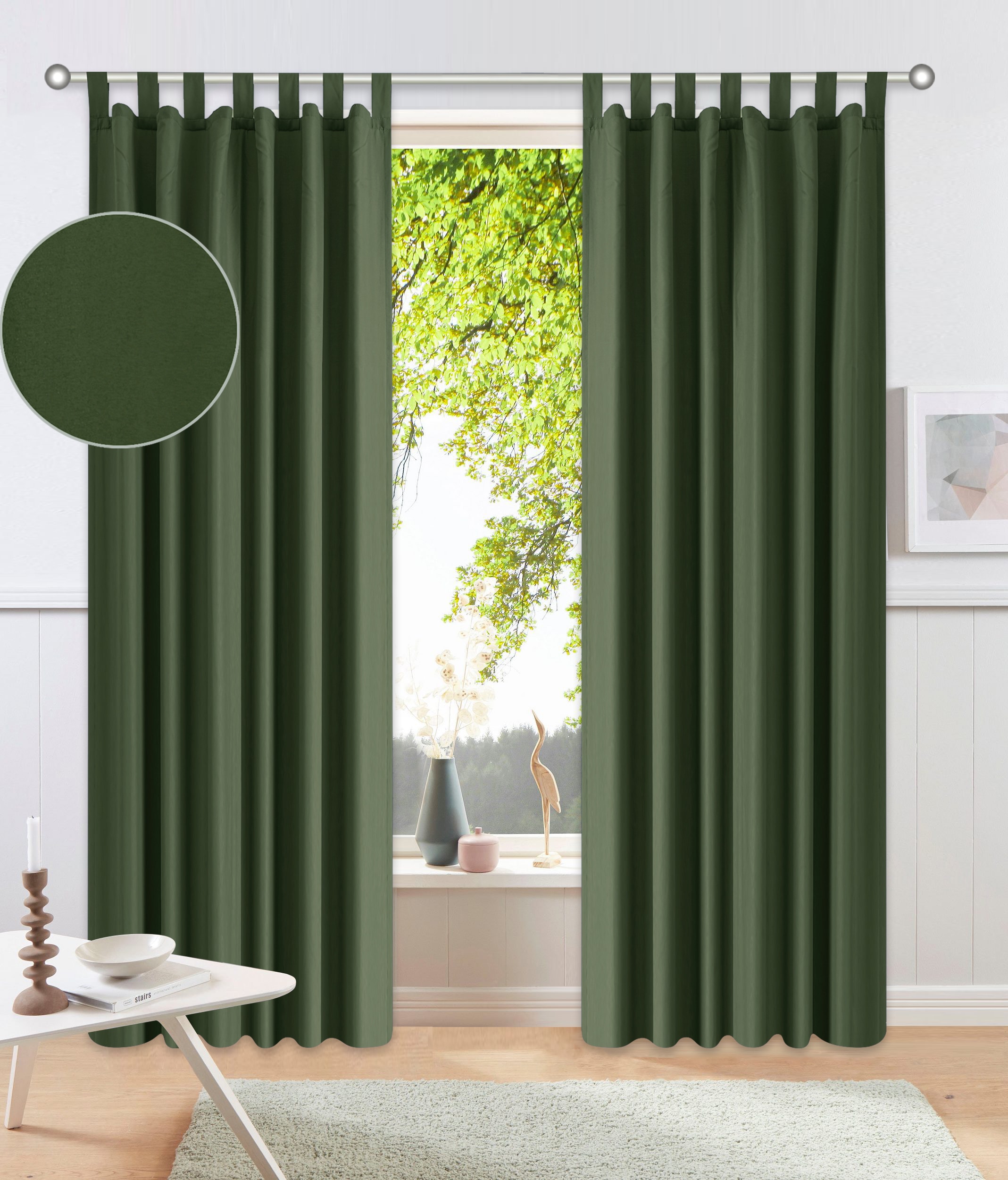 my home Vorhang "Parry" Schlaufen 2 Stk. tlg. 2-er Set, blickdicht, monochr günstig online kaufen