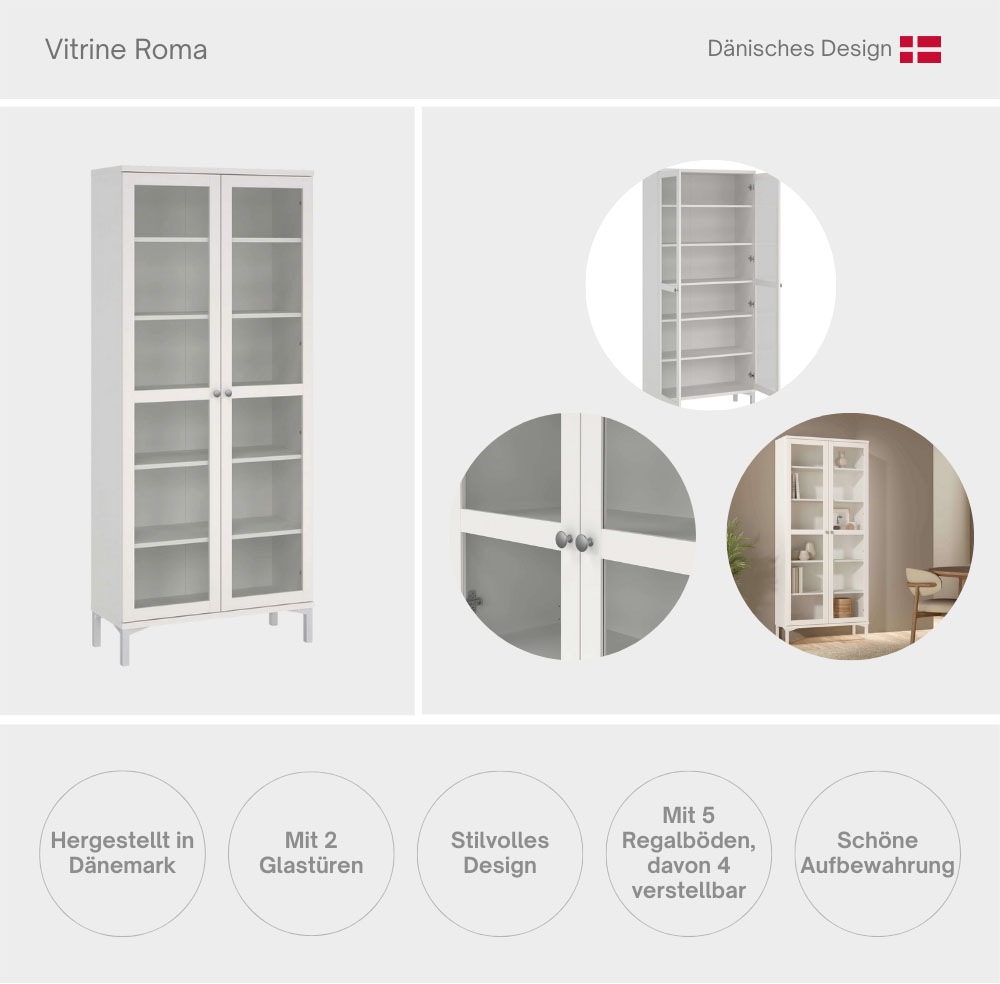 Thumbnail - INOSIGN Vitrine "Roma Vitrinenschrank, Standvitrine, Glasvitrine, Stauraum, modern" 2 Glastüren, Praktisch, Runde Griffe...