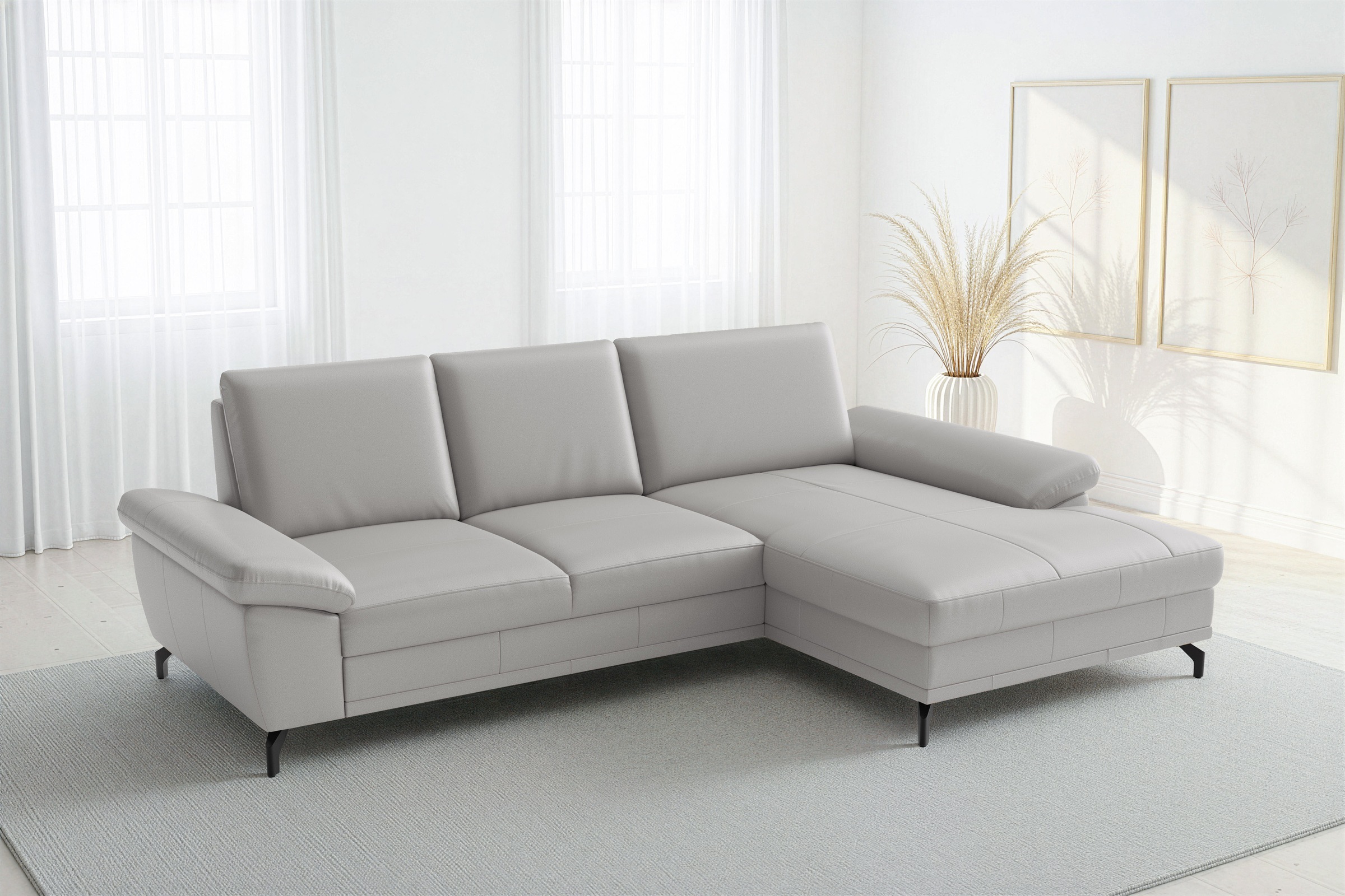 sit&more Ecksofa "Chelsea L-Form, B: 264 cm, Leder, inkl. Sitztiefen-&Armteilverstellung" optional mit Schlaffunktion und Bettkasten