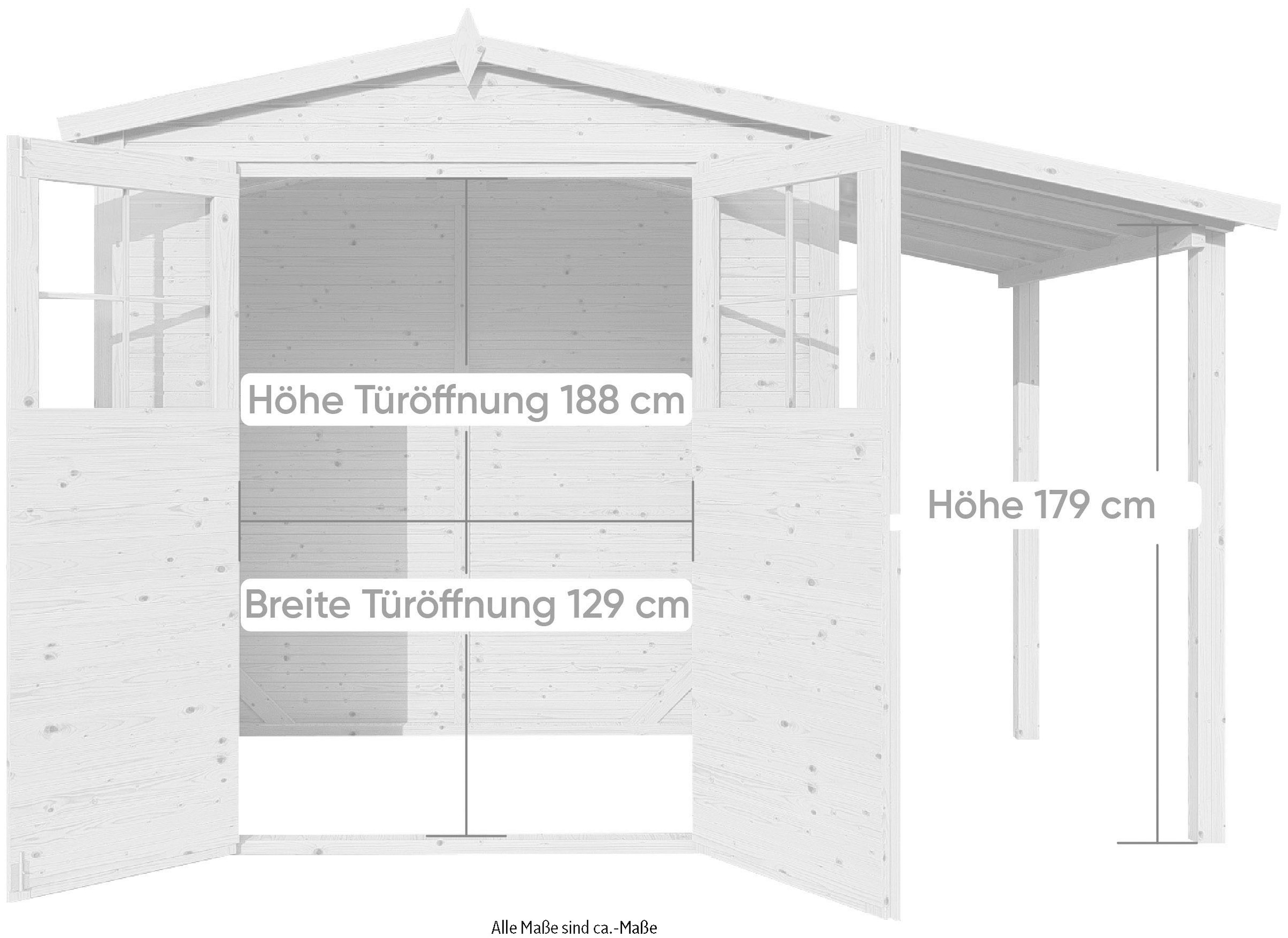 KONIFERA Gartenhaus »Alto 3 PLUS Fineline Satteldach«, mit Anbaudach