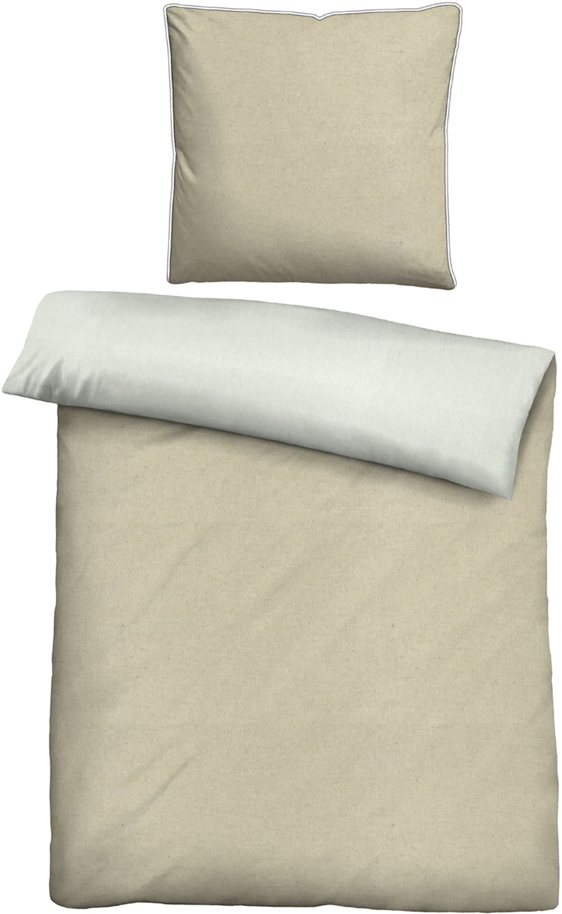 Bettwäsche BIBERNA, beige, Biber, 100% Baumwolle, Bettwäsche