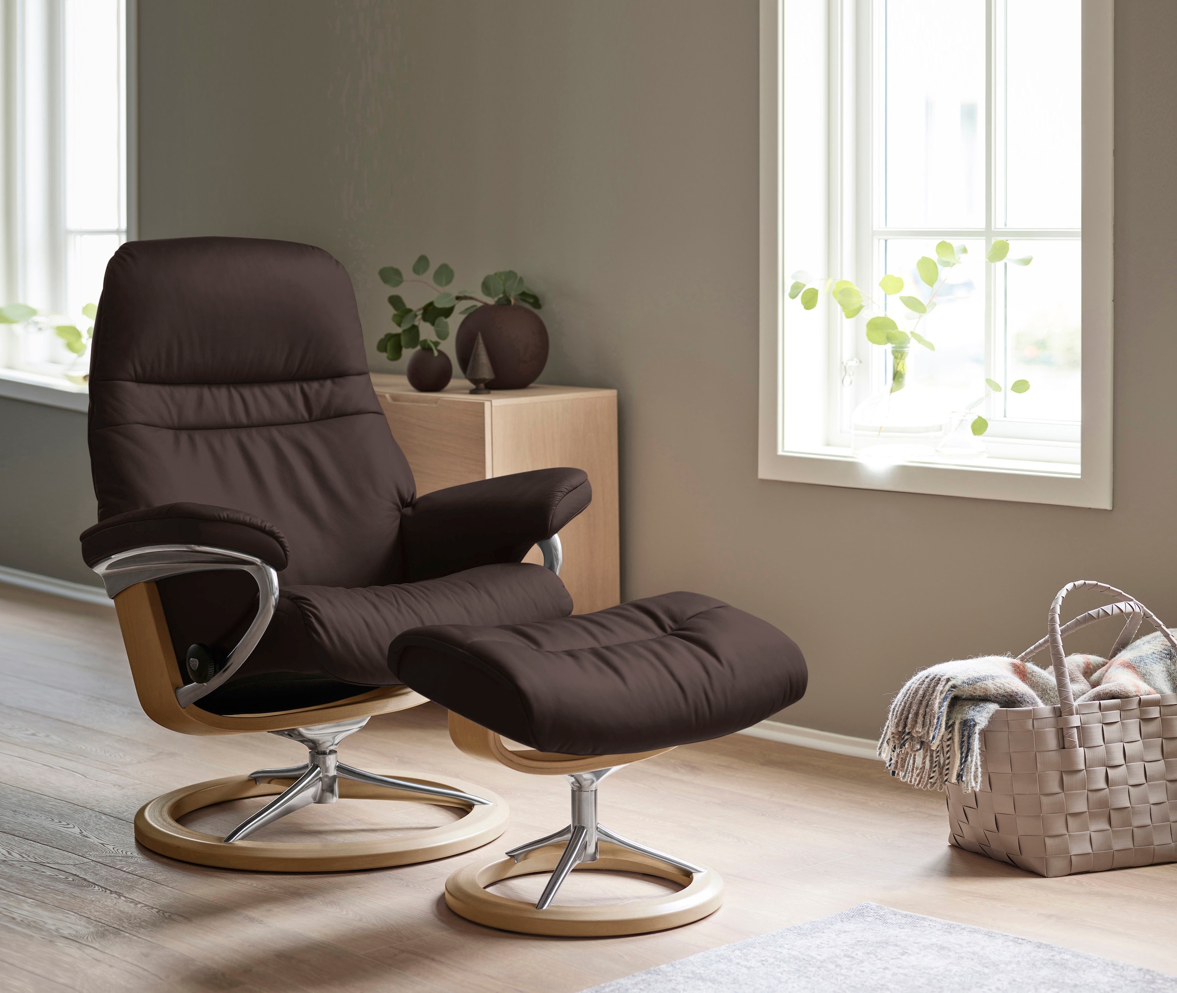 Stressless Fußhocker "Sunrise", mit Signature Base, Gestell Eiche