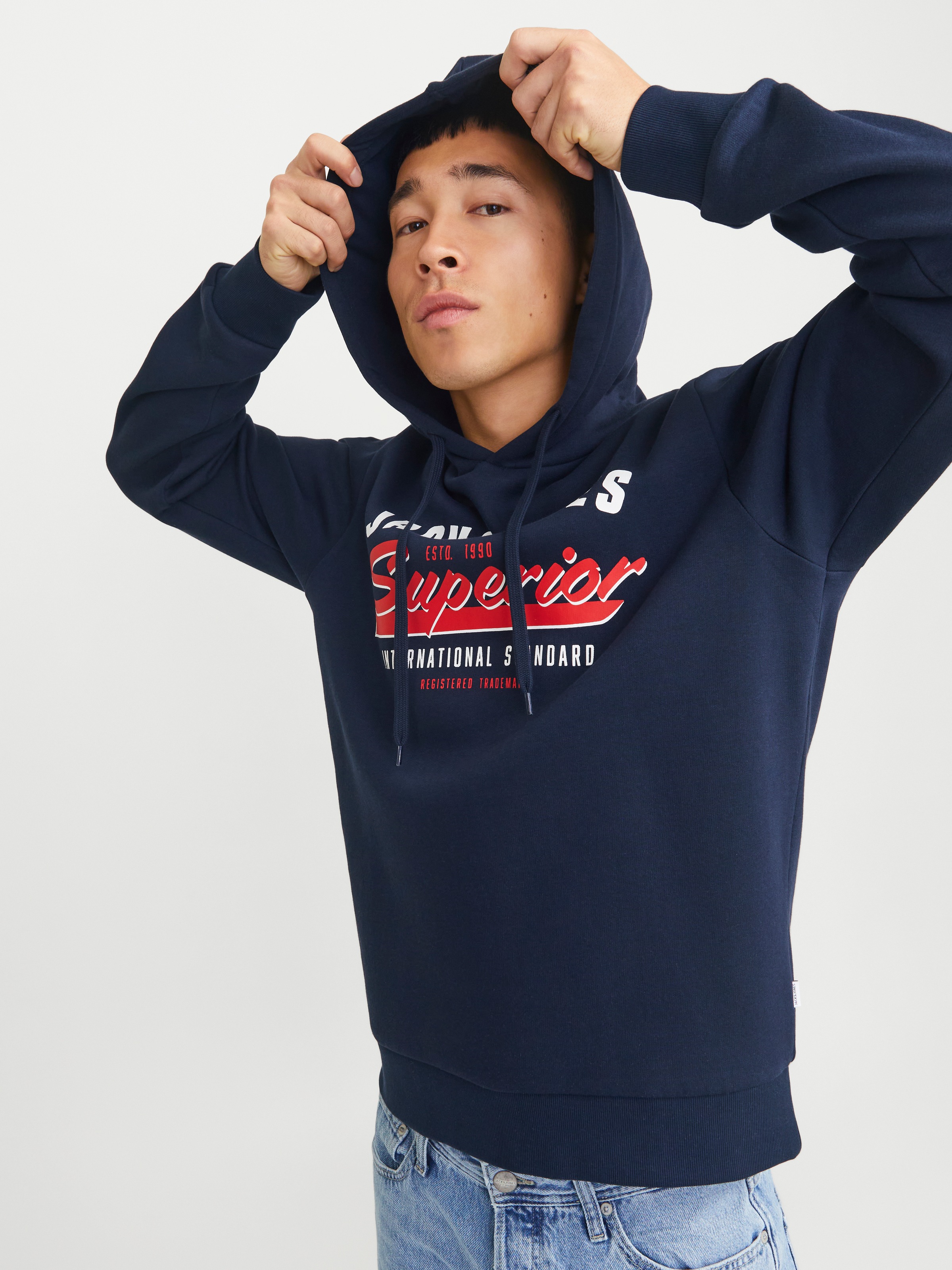 Jack & Jones "JJELOGO SWEAT HOOD 2 COL 24/25 NOOS", mit Logo Print günstig online kaufen