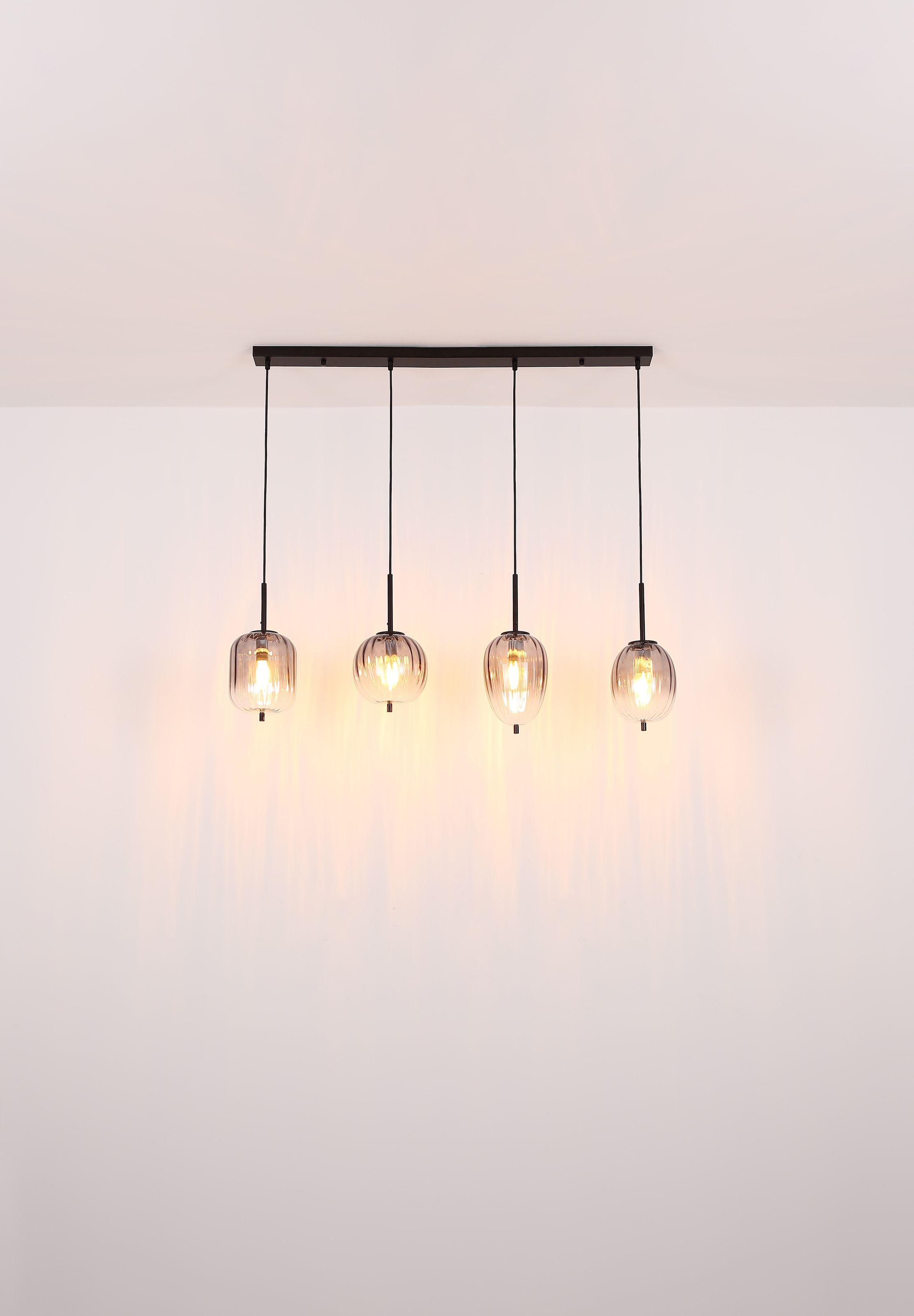 GLOBO LIGHTING Hängeleuchte »ATTILA«, Leuchtmittel E14 | ohne Leuchtmittel, Hängelampe/Pendelleuchte/verschiedene Gläser/Glas rauchfarben