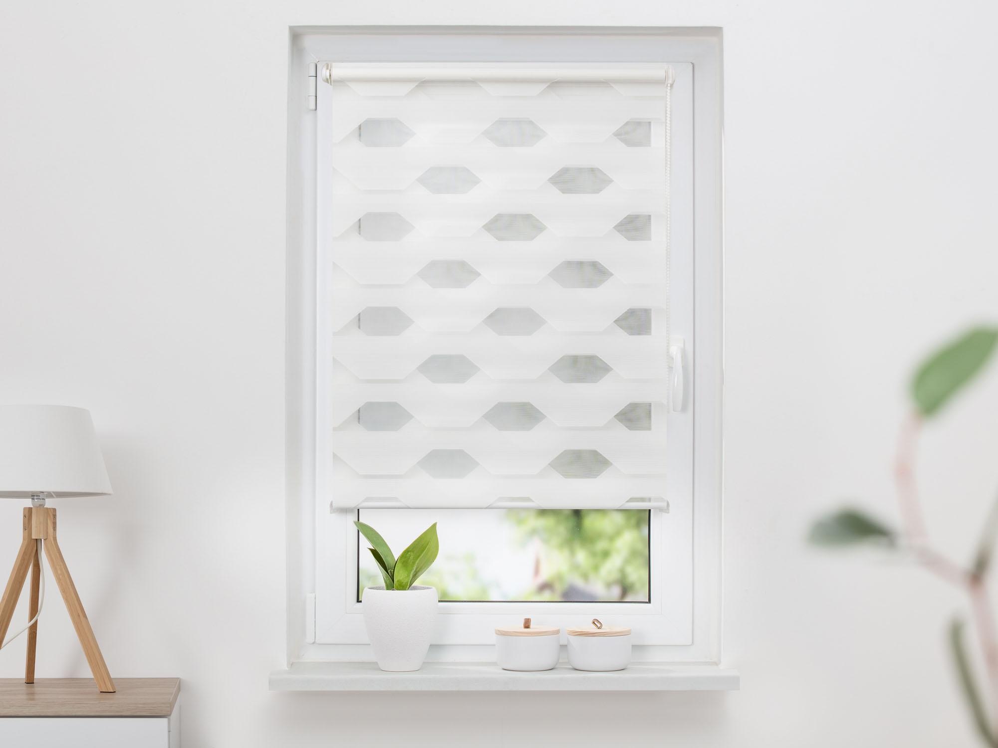 K-HOME Doppelrollo "Doppelrollo Trapez" Lichtschutz ohne Bohren freihängend günstig online kaufen