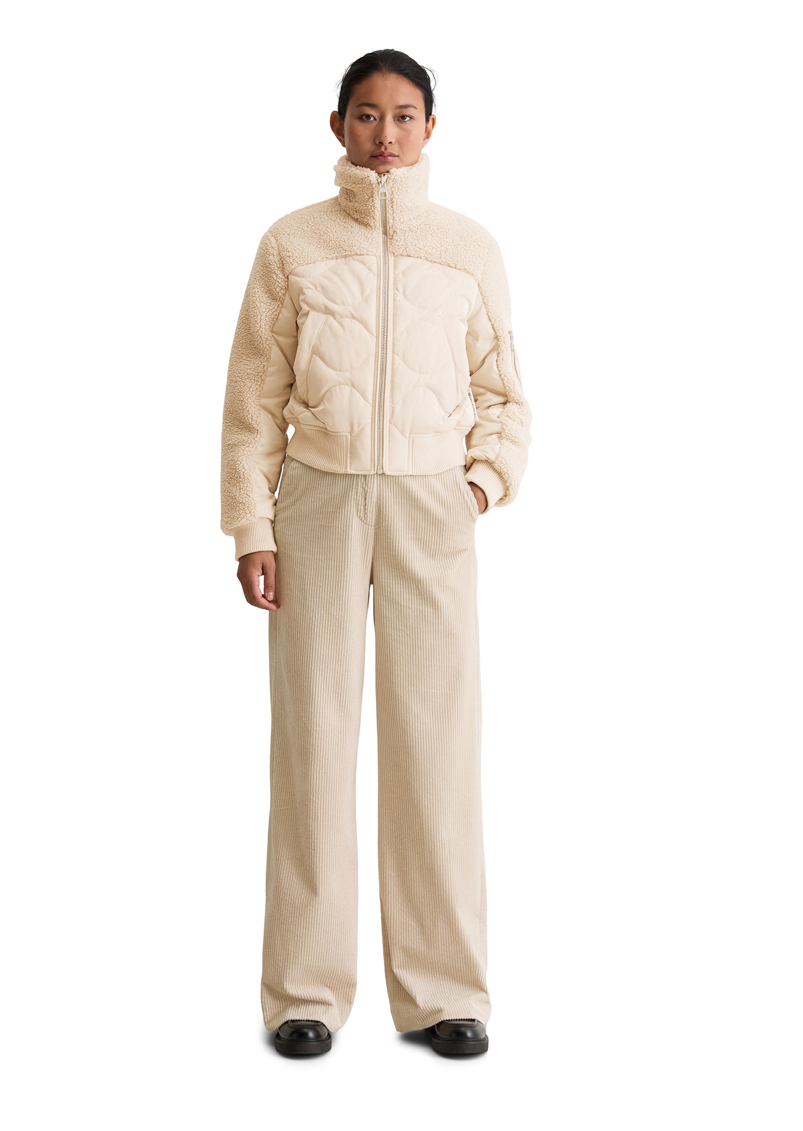 Marc O'Polo Outdoorjacke »mit lässigen Teddyplüsch-Details« ohne Kapuze