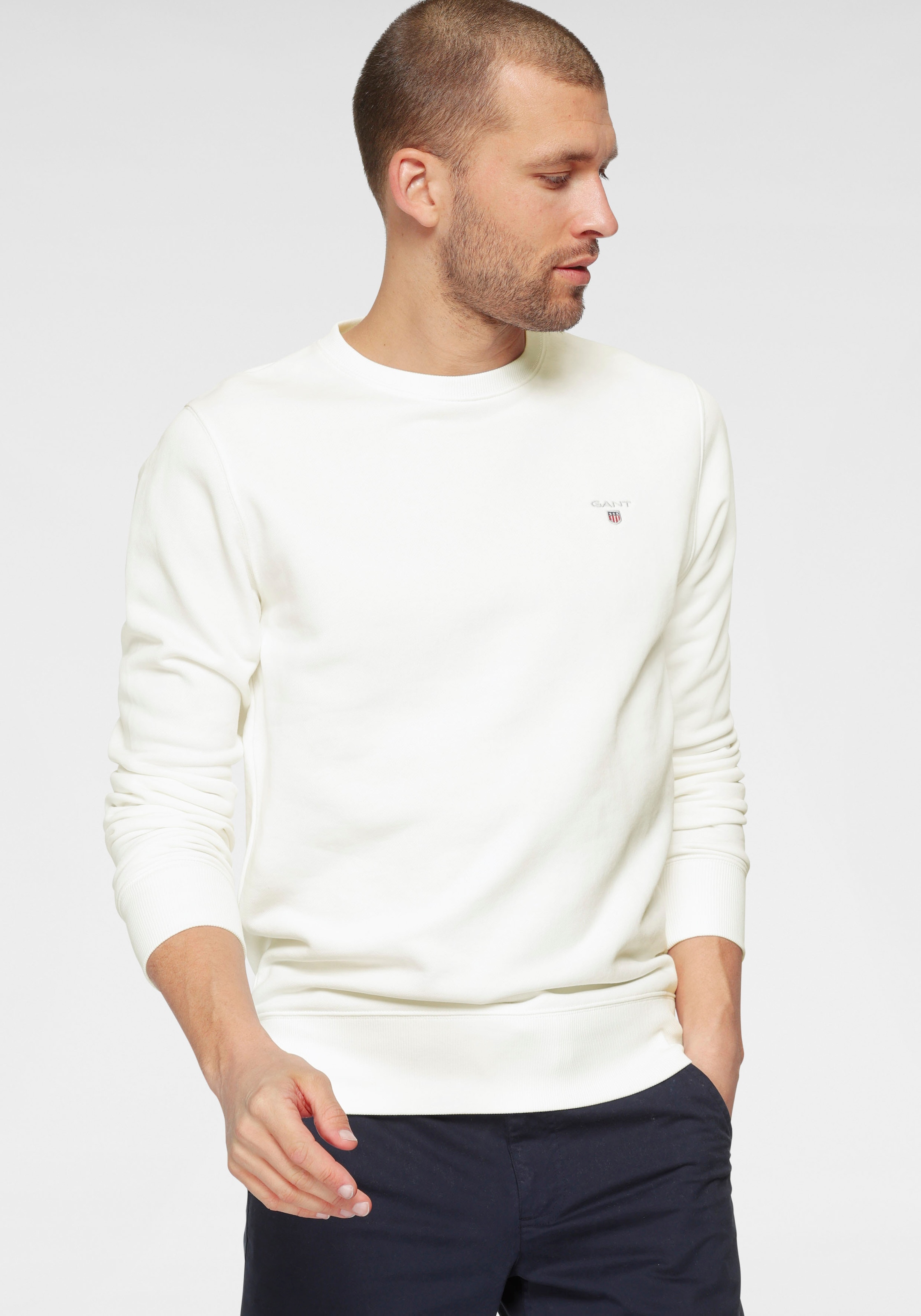 Gant Sweatshirt »ORIGINAL C-NECK SWEAT«, mit Rippbündchen an Saum und Ärmel