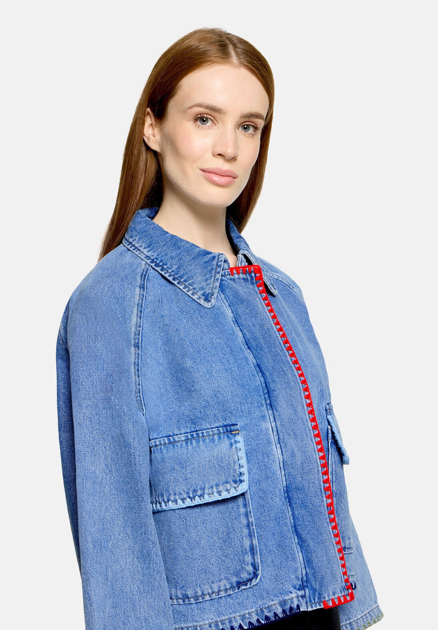 Amber & June Jeansjacke »Damen mit aufgesetzten Taschen«