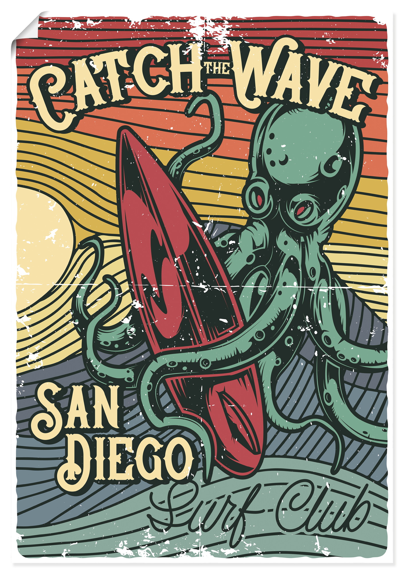 Artland Wandbild "Erleben Sie die Welle San Diego" 1 Stk. tlg. als Alubild, Leinwandbild, Poster, Wandaufkleber in verschied. Größen