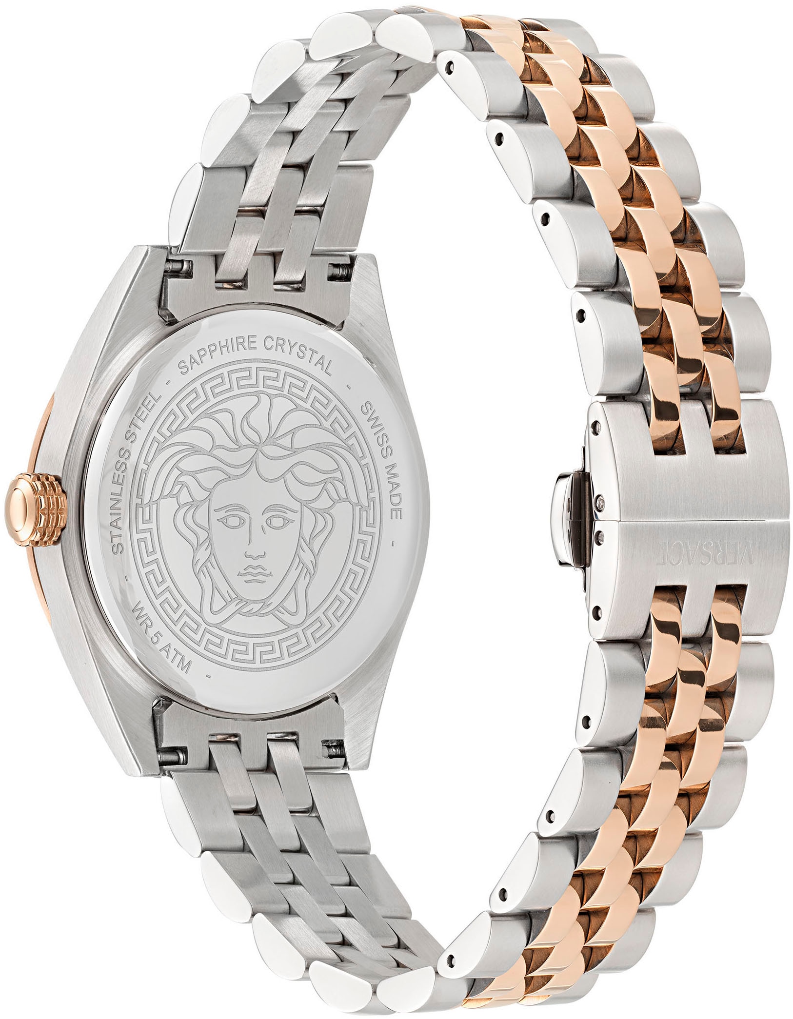 Versace Quarzuhr »V-CODE«, Armbanduhr, Damenuhr, Saphirglas, Swiss Made, Leuchtindizes, analog