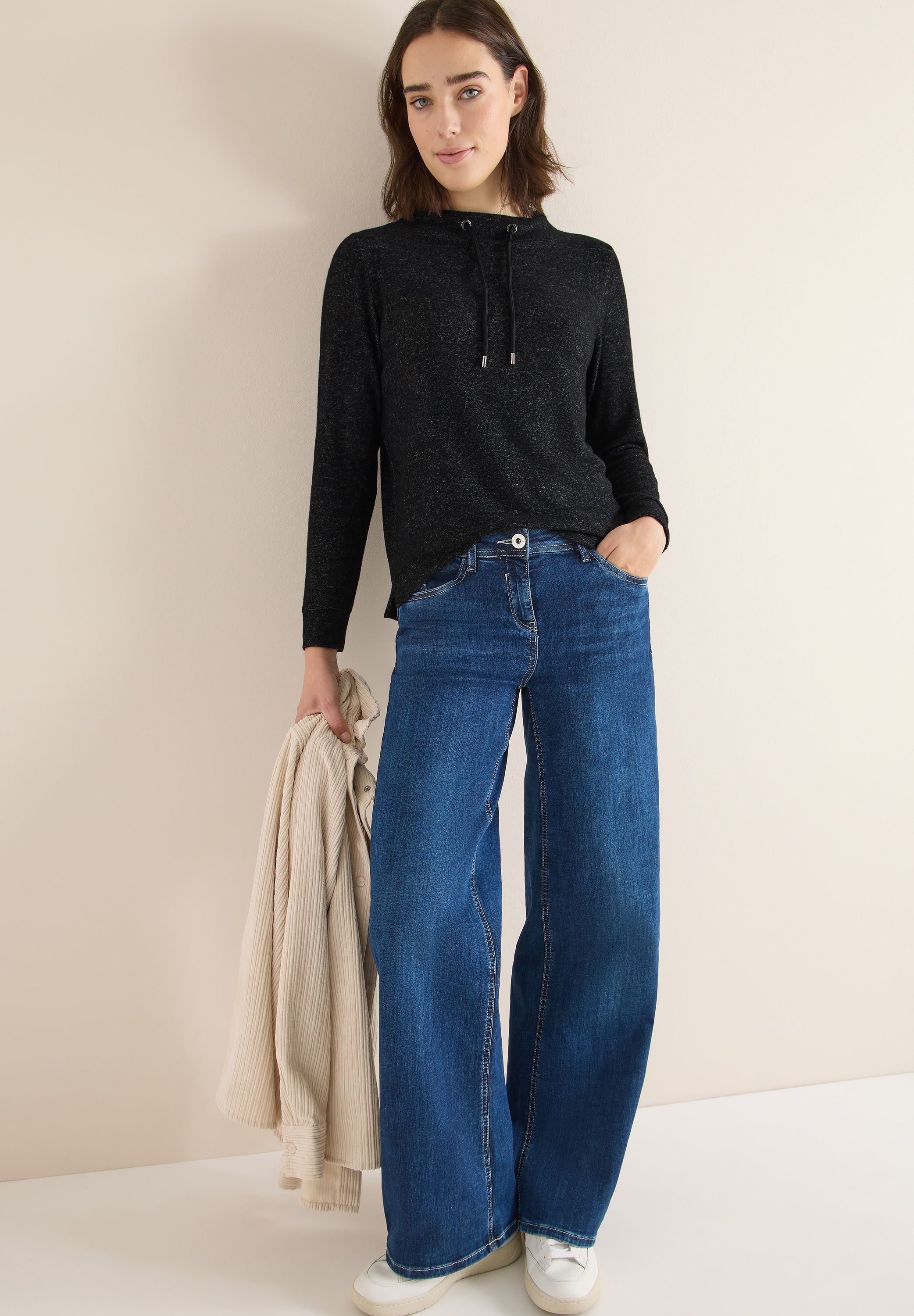 Cecil Langarmshirt mit Seitlichen Einschlitzen am Saum