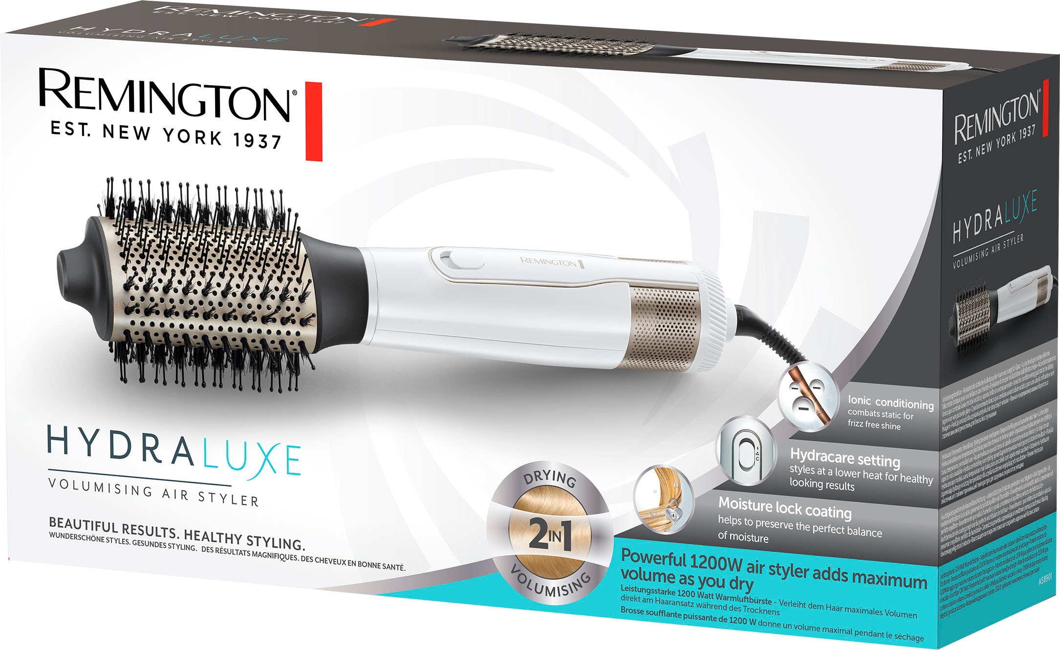 Thumbnail - Remington Warmluftbürste "HYDRAluxe, ovale Warmluftbürste AS8901" 1 Aufsätze 1.200 Watt Airstyler / Rundbürste / Volumen...