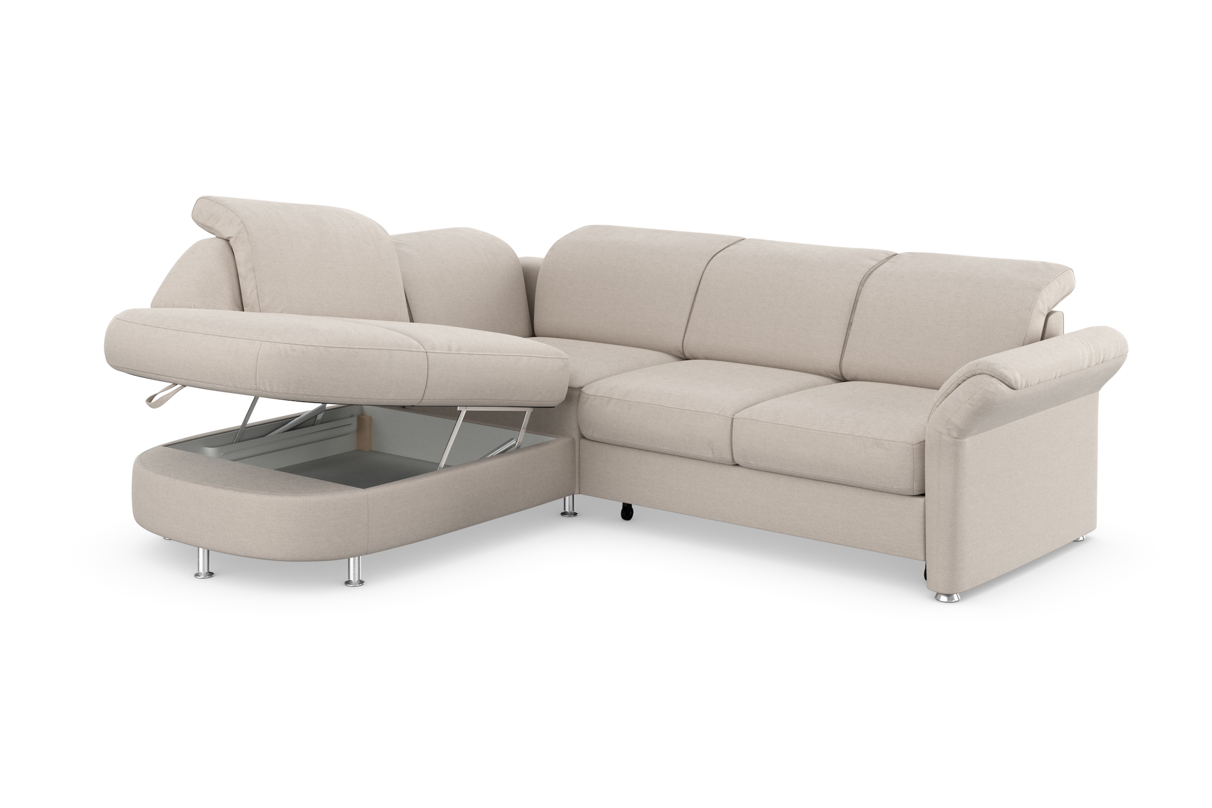 sit&more Ecksofa »Apulia L-Form«, wahlweise Bettfunktion, Bettkasten und Kopf- und Armteilverstellung