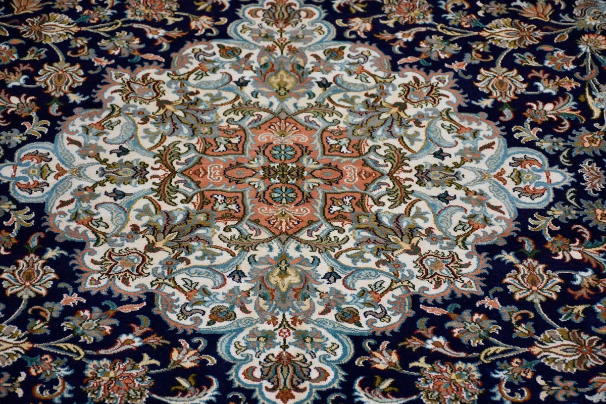 Kayoom Seidenteppich »Kashan 9256«, rechteckig, 10 mm Höhe, Einzelstück mit Zertifikat, Wohnzimmer