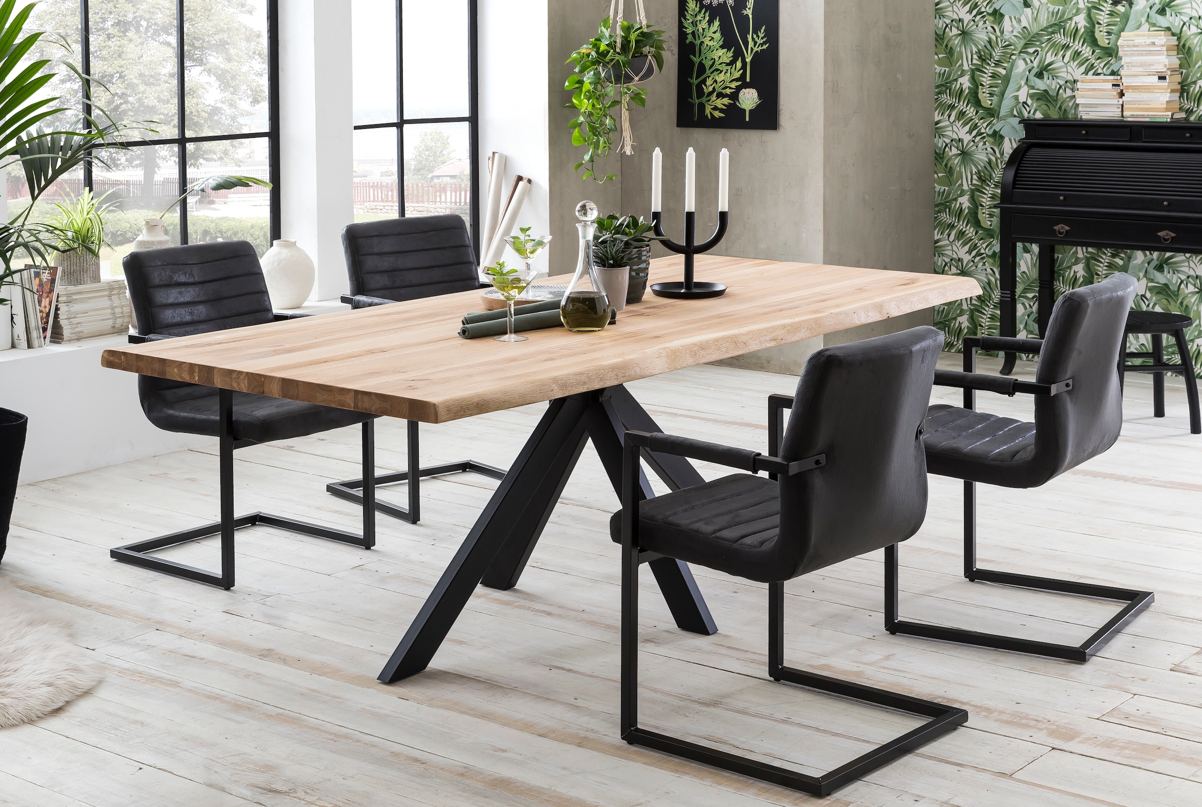 Home affaire Esstisch »Tristan« Massivholz Wildeiche mit echter Baumkante