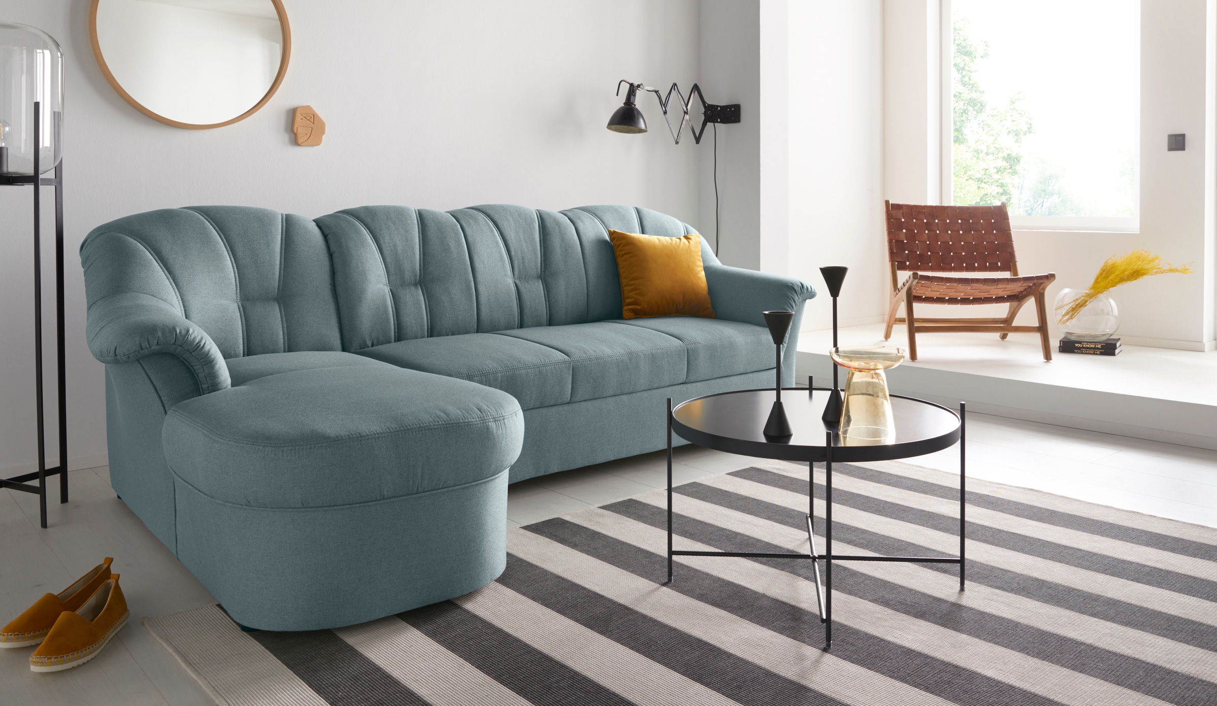 DOMO collection Ecksofa Papenburg L-Form, in großer Farbvielfalt, wahlweise günstig online kaufen