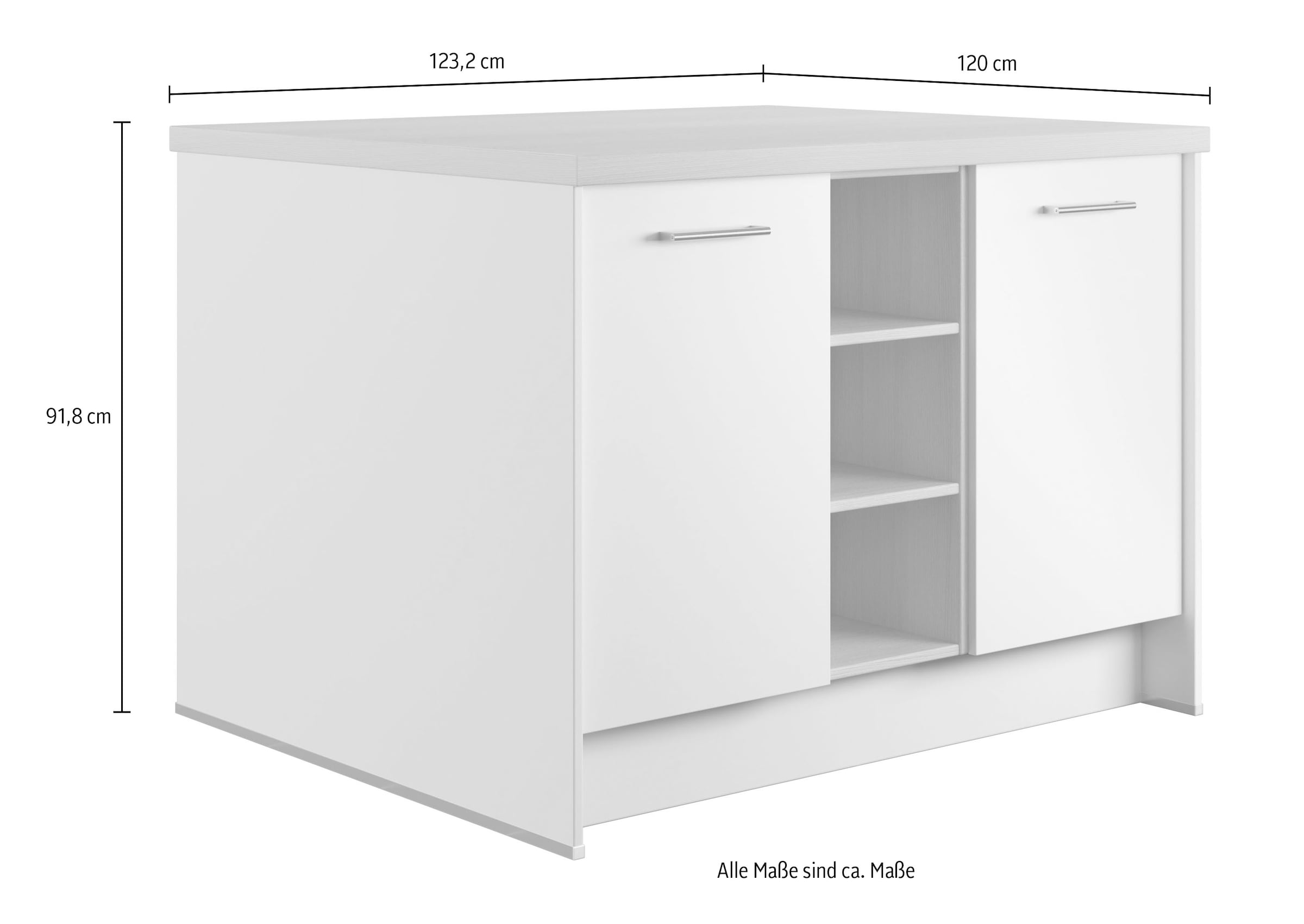 IMPULS KÜCHEN Kücheninsel »Kopenhagen, flexibel stellbar« Set,  vormontiert, mit integriertem Sitzplatz auf einer Seite, Breite 123 cm