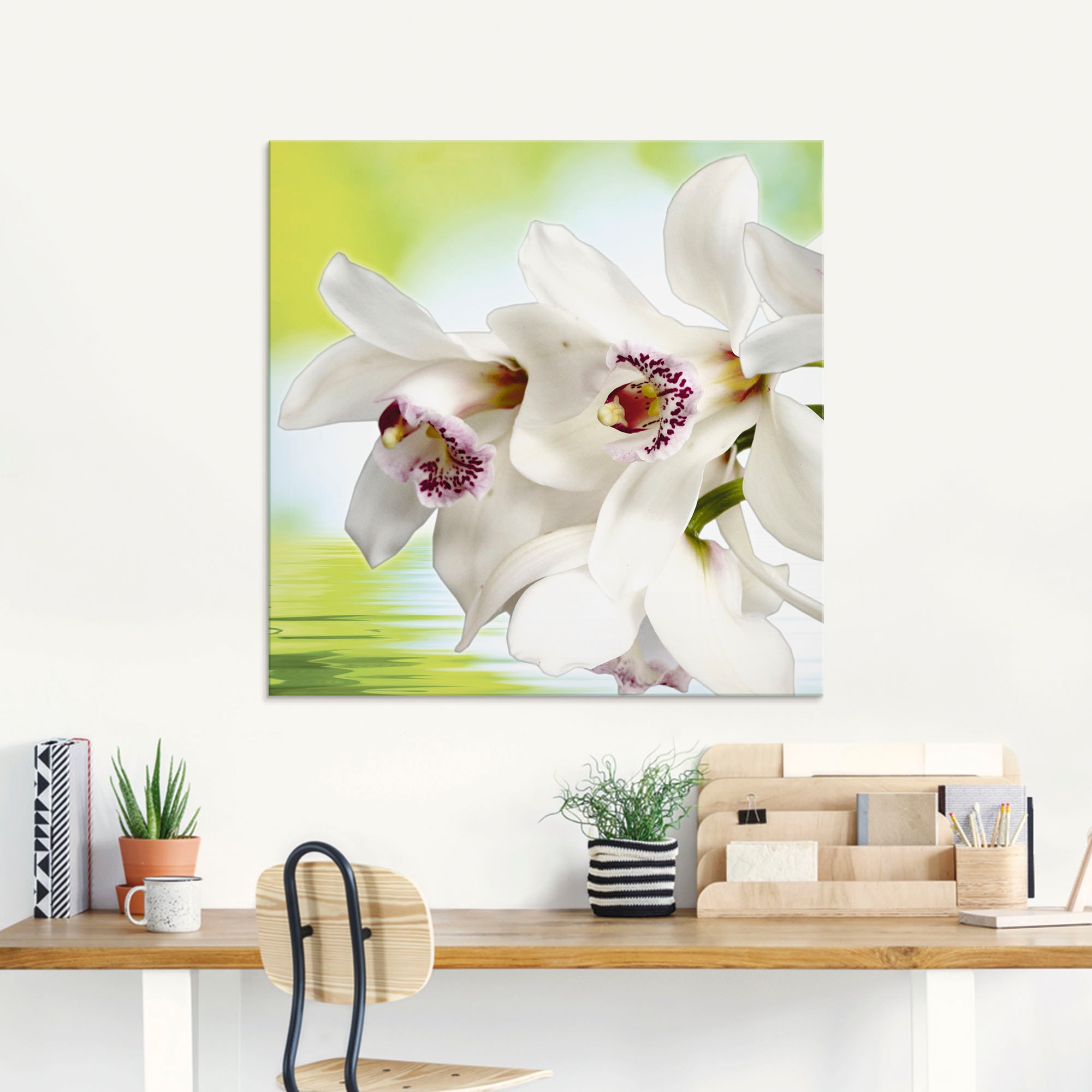Artland Glasbild »Weiße Orchidee«, Blumen, (1 St.), in verschiedenen Größen