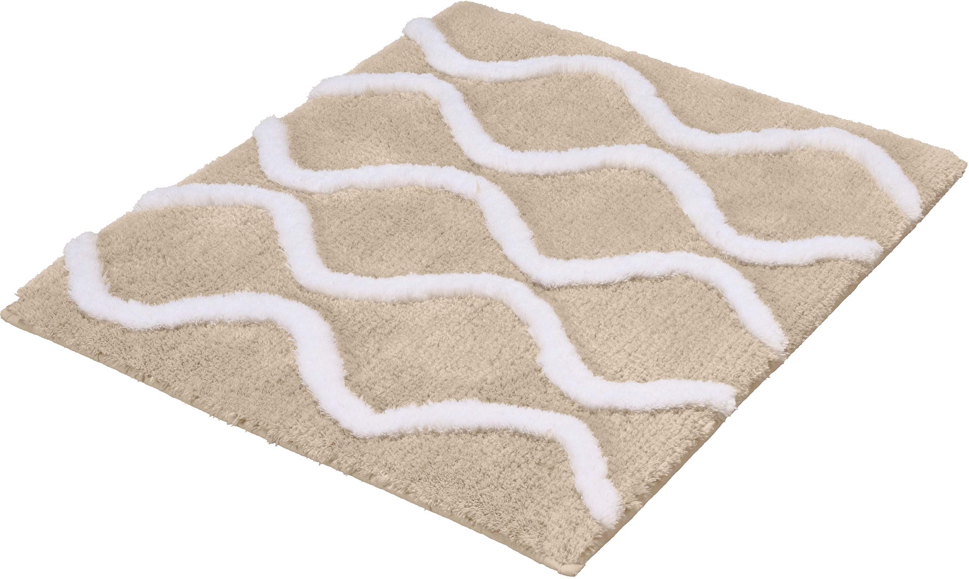 Kleine Wolke Badematte "Piana, Badvorleger, Badezimmer Teppich" Höhe 23 mm rutschhemmend beschichtet fußbodenheizungsgeeignet Badteppich, modernes Wellen 3D-Design