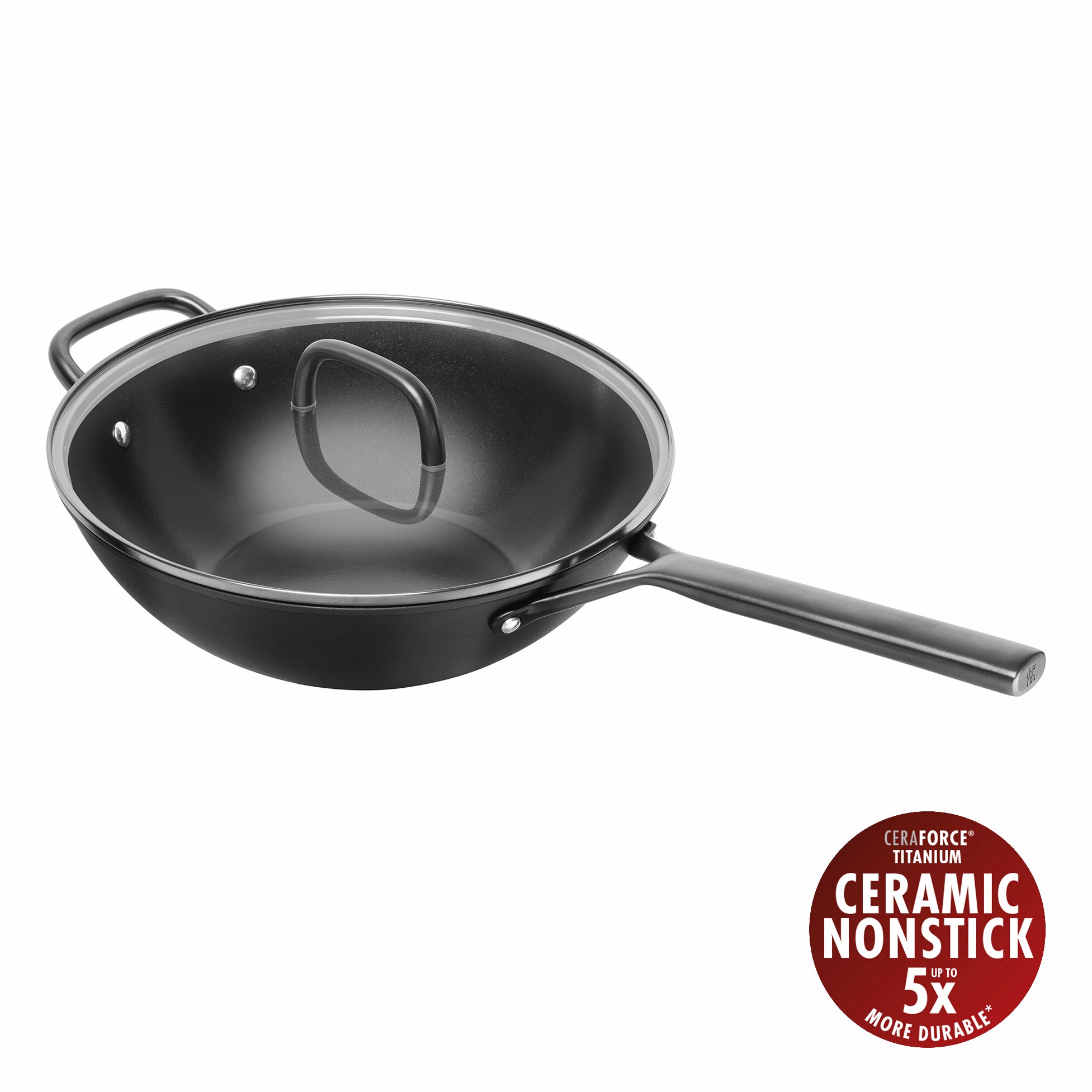 ZWILLING Milano Wok mit Glasdeckel 30 cm, schwarz (1034370)