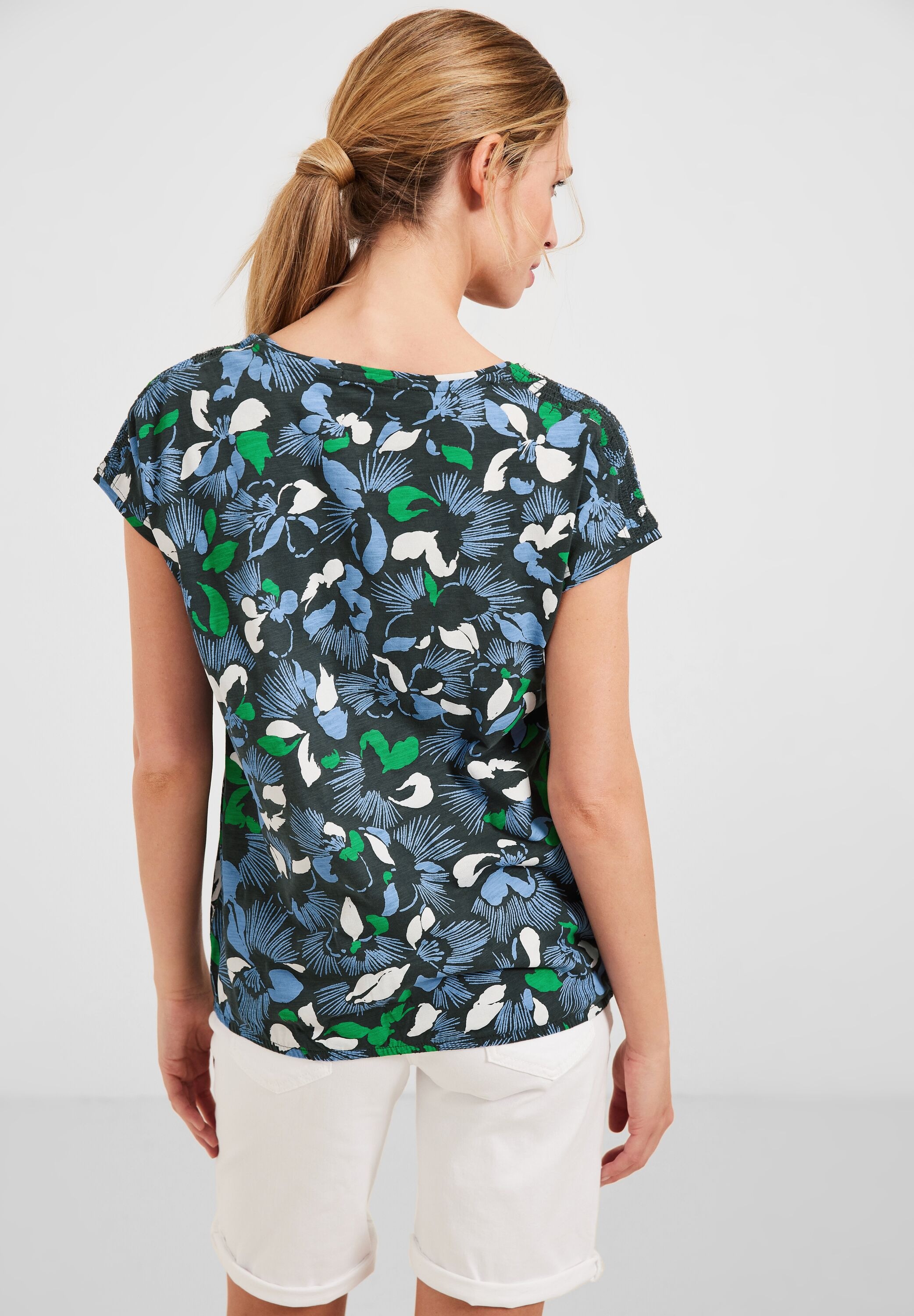 Cecil T-Shirt, BAUR abgerundetem | kaufen mit V-Ausschnitt