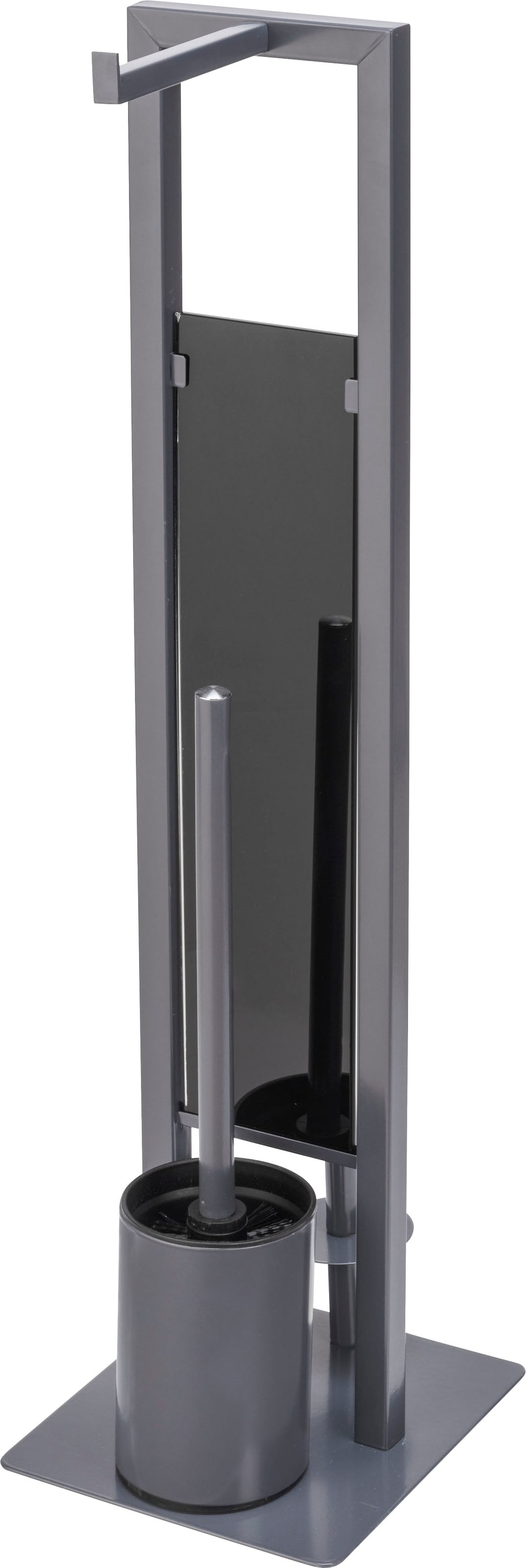 WENKO WC-Garnitur »Rivalta«, aus Stahl-Glas-Polypropylen, grau, Platte aus Sicherheitsglas