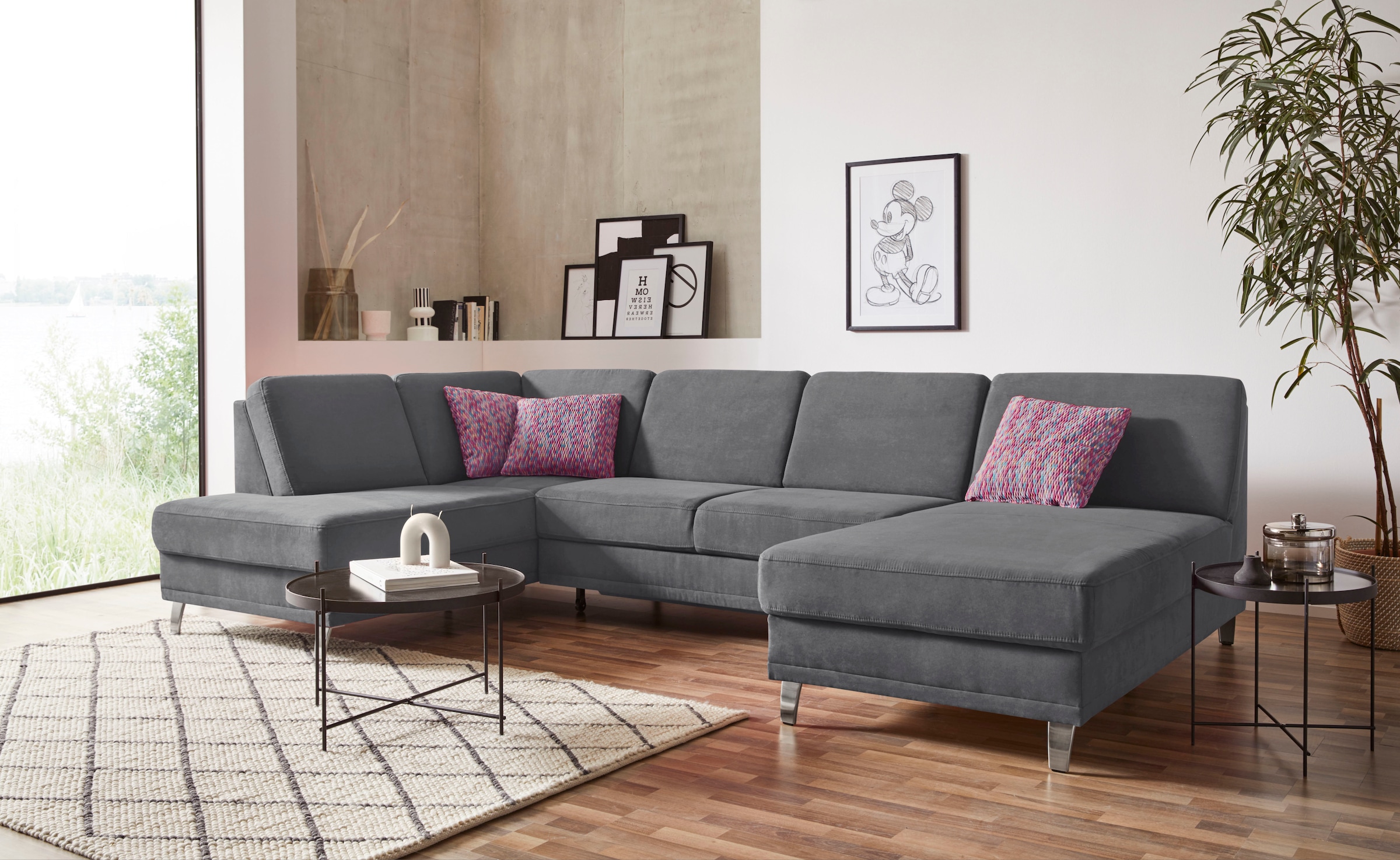sit&more Wohnlandschaft "Clio U-Form" wahlweise mit Schlaffunktion und Bettkasten, inklusive Federkern