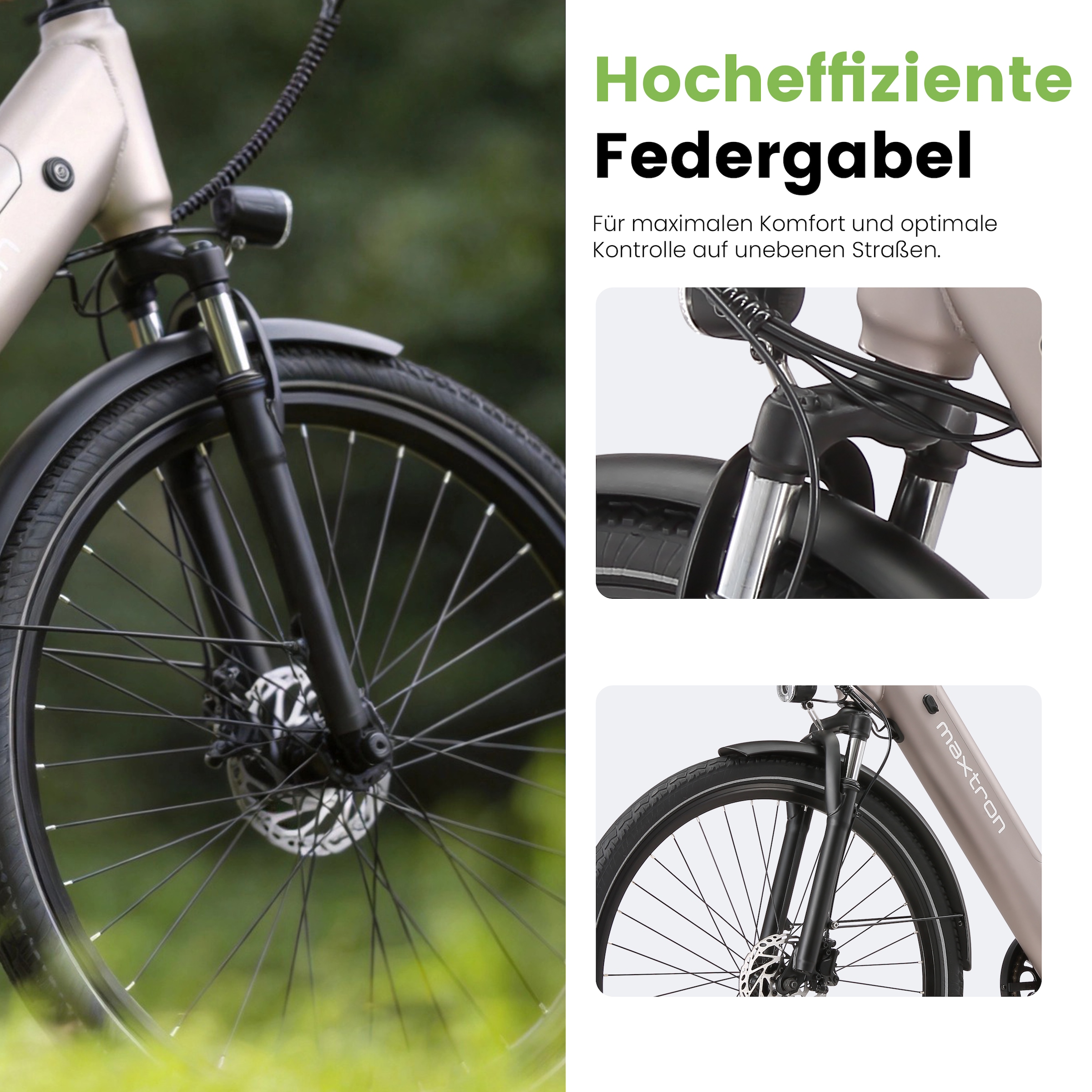 Maxtron »Maxtron Lira 28" City-E-Bike« 7 Gang Shimano Kettenschaltung Heckmotor 250 W (mit integr. Akku), Elektrofahrrad für Alltag und Einkauf