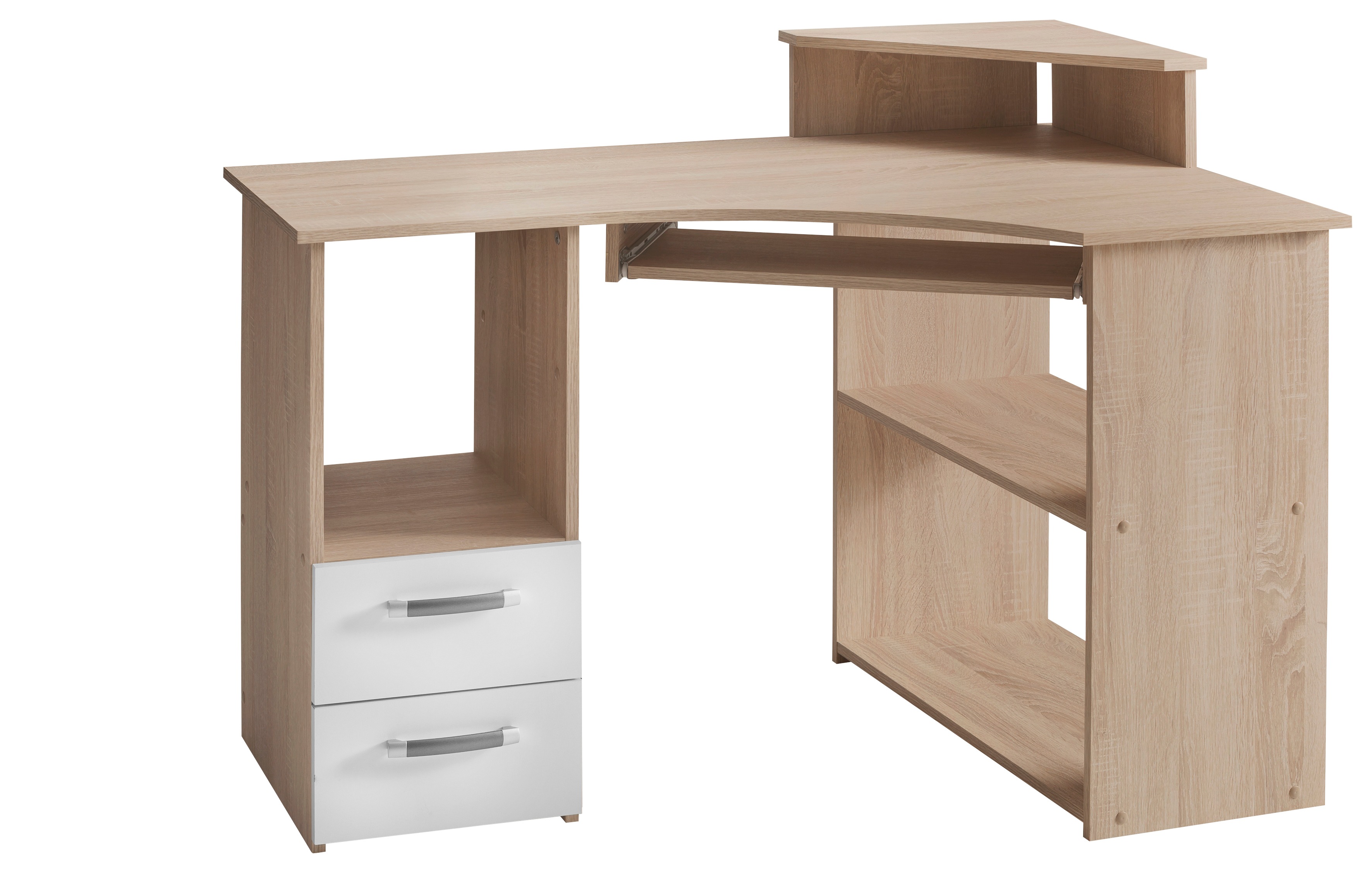 Thumbnail - VOGL Möbelfabrik Schreibtisch "Sam" Eckschreibtisch, Tastaturauszug, Monitoraufsatz & opt. Towerfach