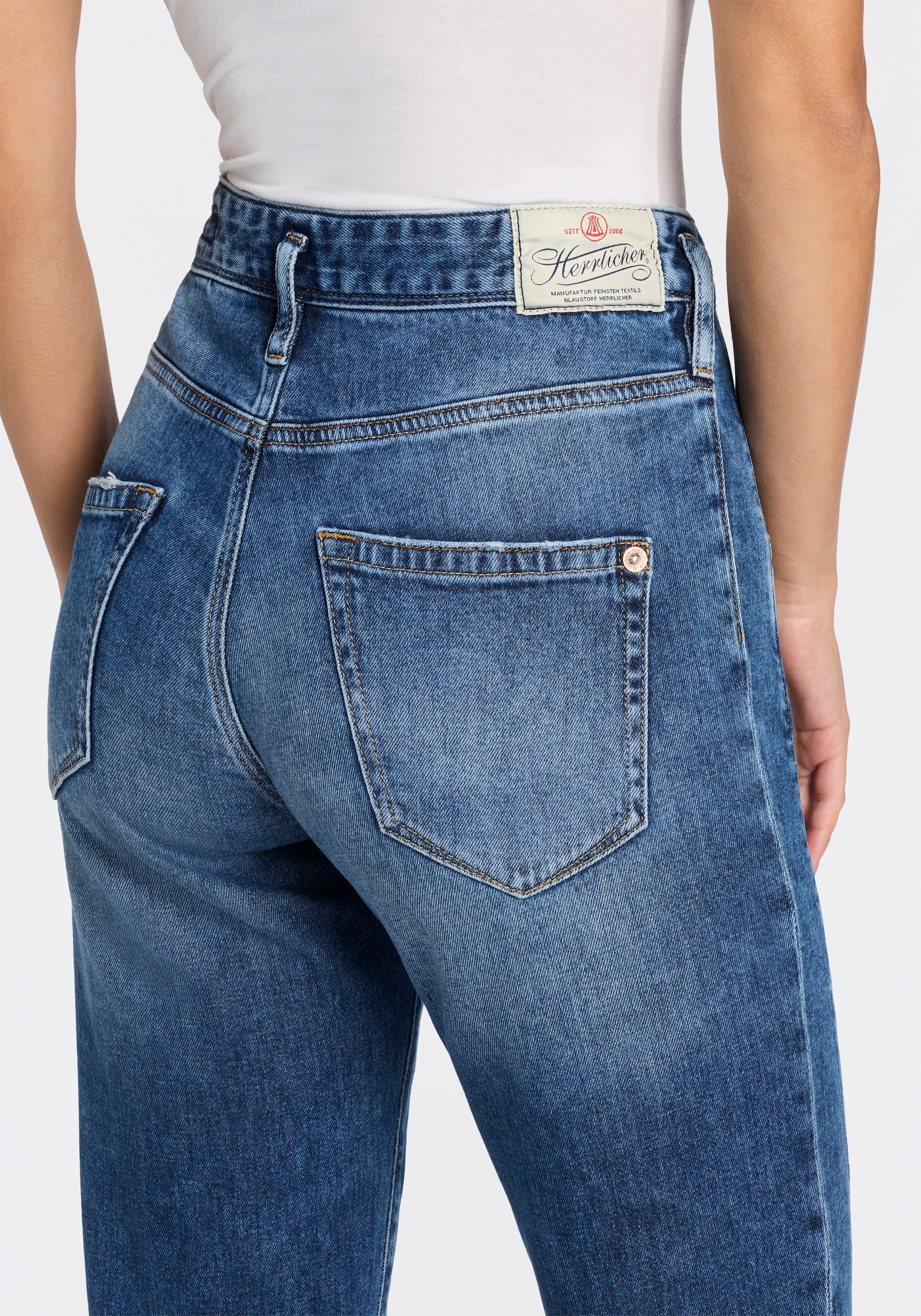Herrlicher Boyfriend-Jeans »Shyra Tap Zip Denim Stretch« in 7/8-Länge mit Umschlagsaum