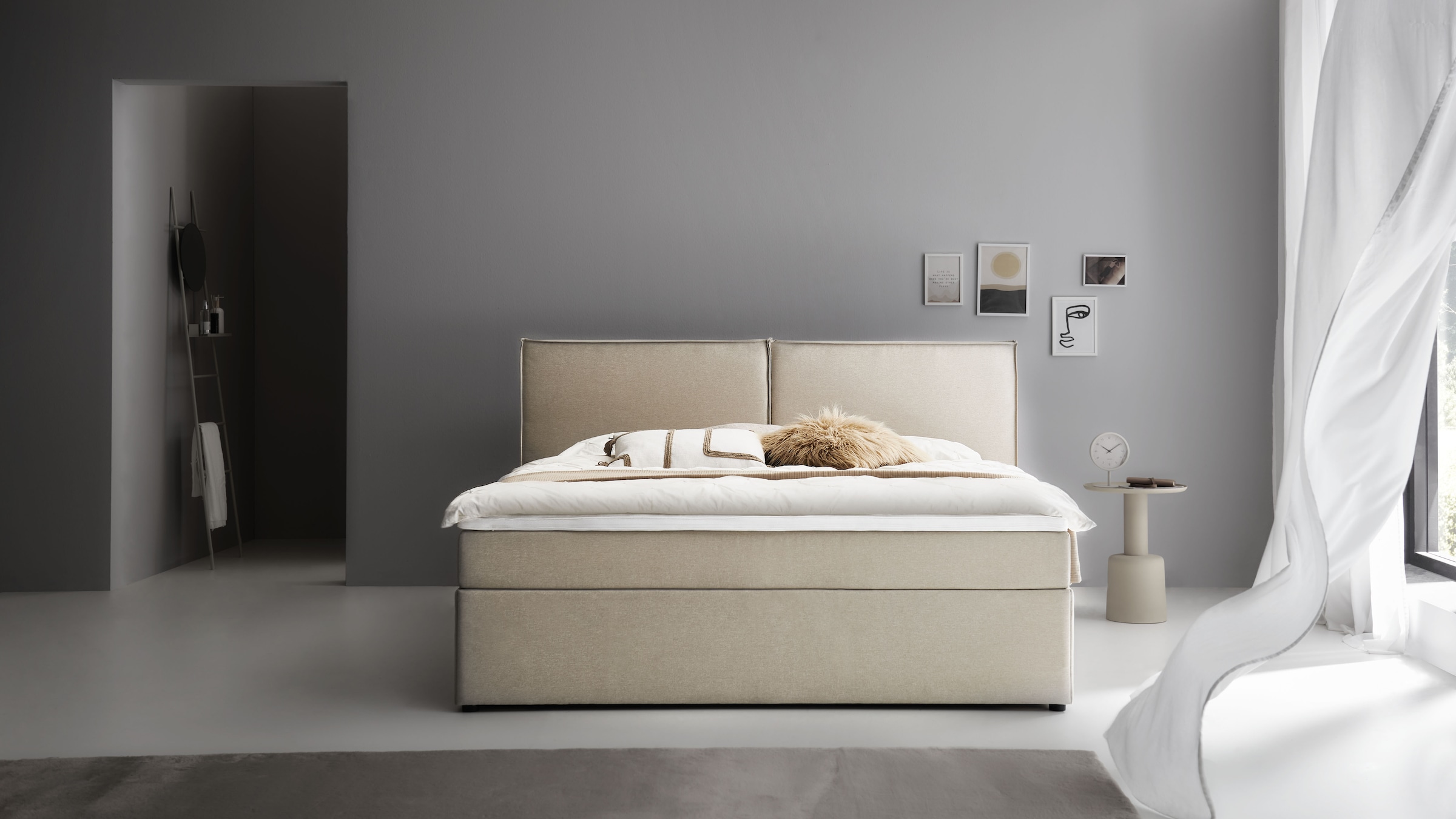 ATLANTIC home collection Boxbett "NIKITA" bodentiefes Bett, wahlweise mit Matratze und Topper