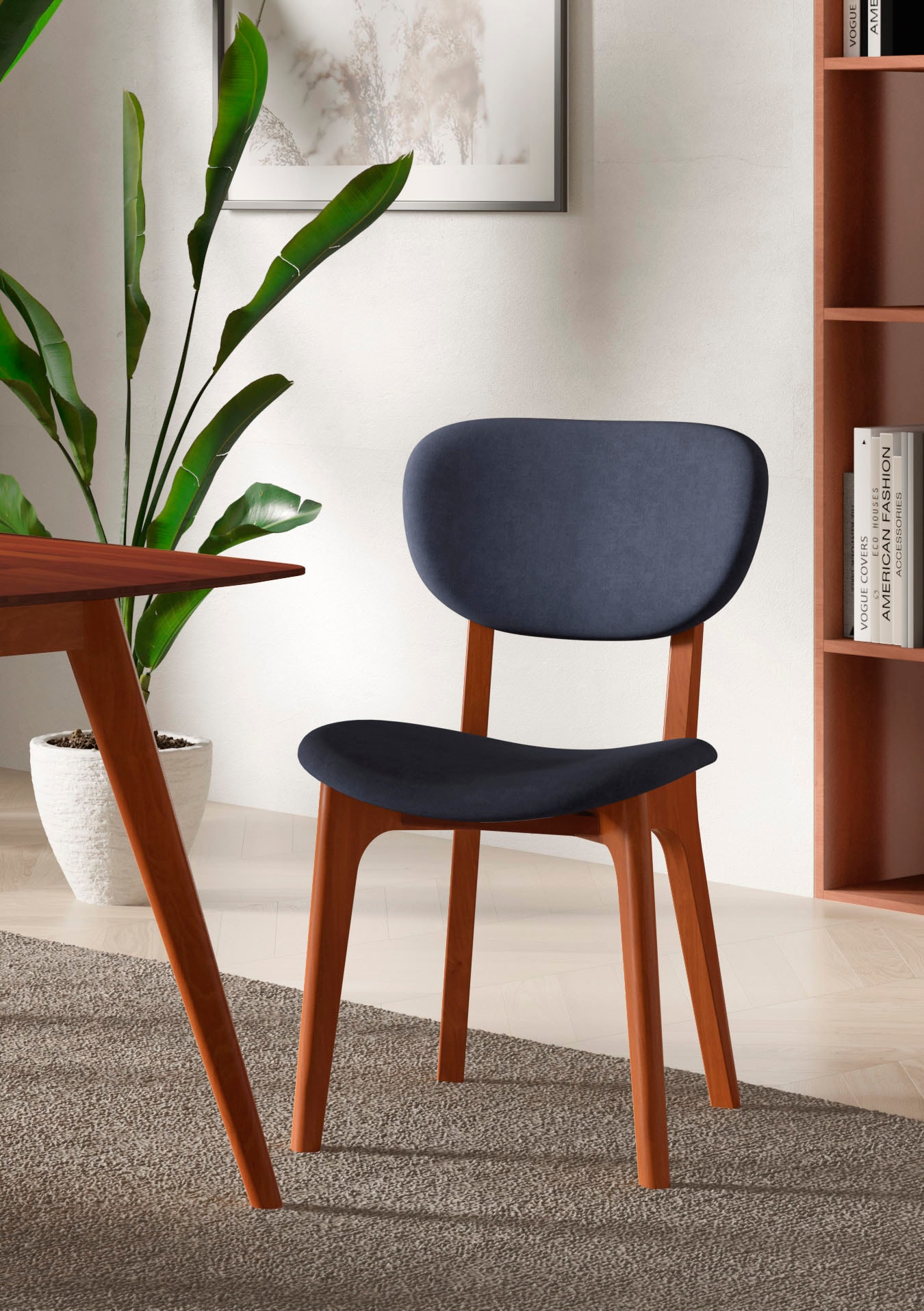 Home affaire "COZY Made in Italy" (Set) 2 Stk.Gestell in Buche, Kirsch- oder Nussbaum, Massivholz, Design Stuhl