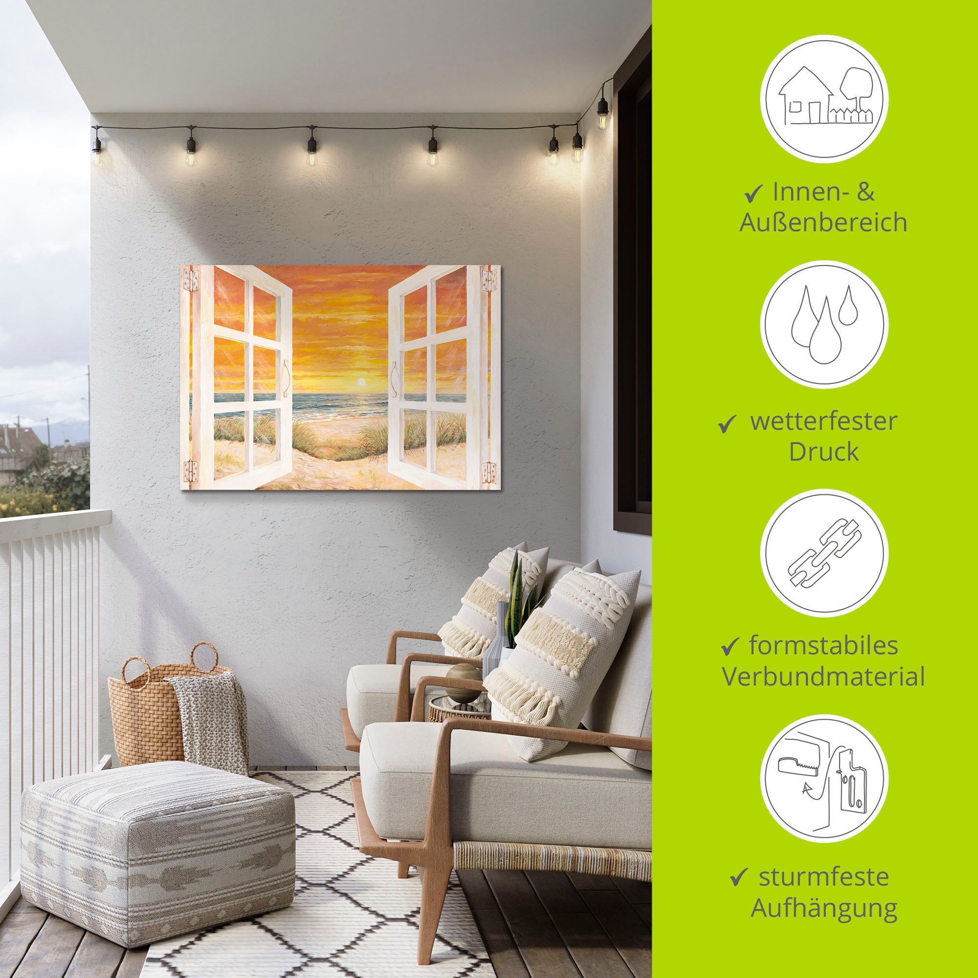 Artland Wandbild »Fenster zum Meer«, Meer Bilder, (1 St.), als Alubild, Outdoorbild, Leinwandbild, Wandaufkleber, versch. Größen
