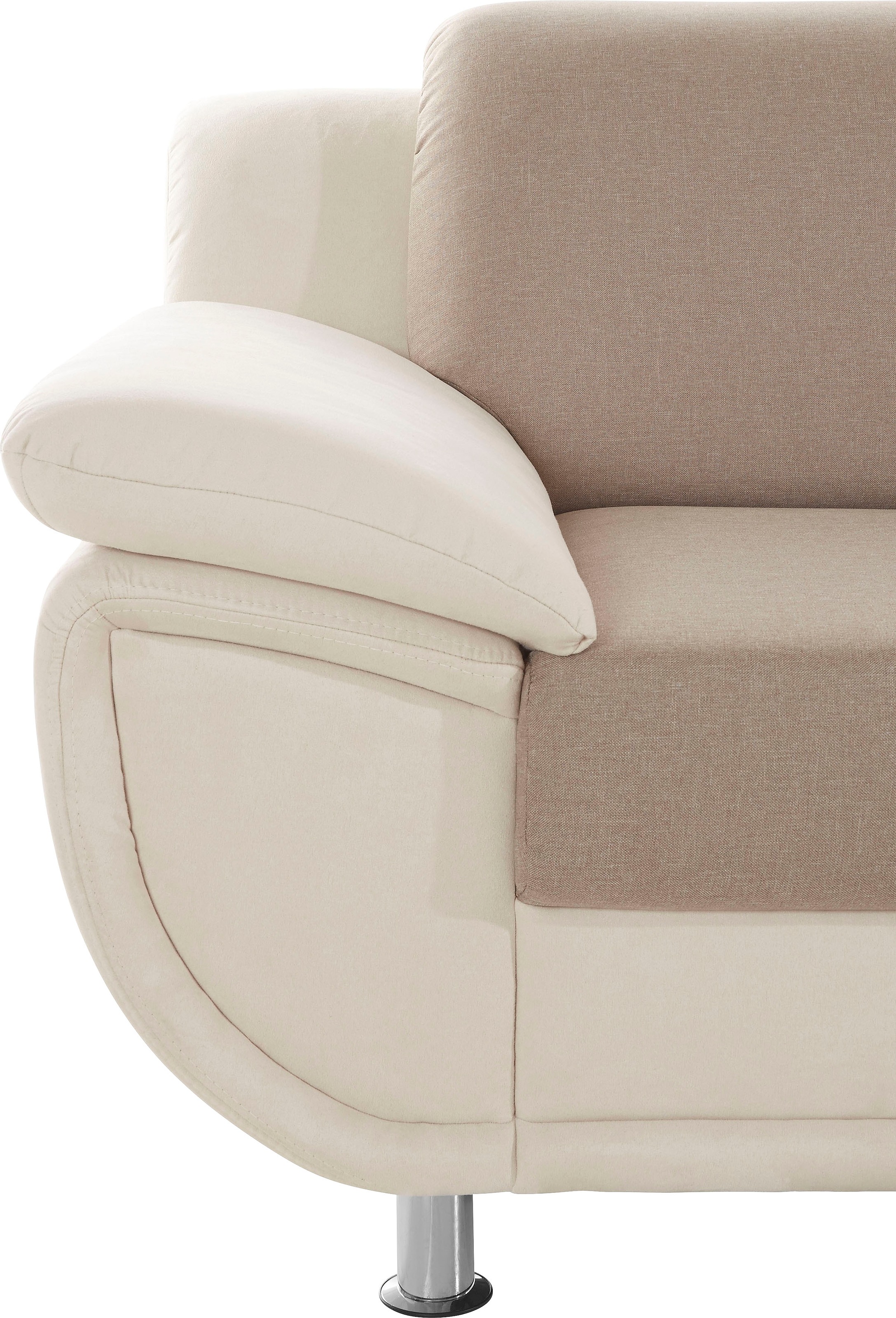TRENDMANUFAKTUR Ecksofa »Rondo 3, zeitlos und bequem, Materialmix, breite Armlehnen, L-Form«, wahlweise mit Federkern für mehr Komfort, wahlweise mit Bettfunktion