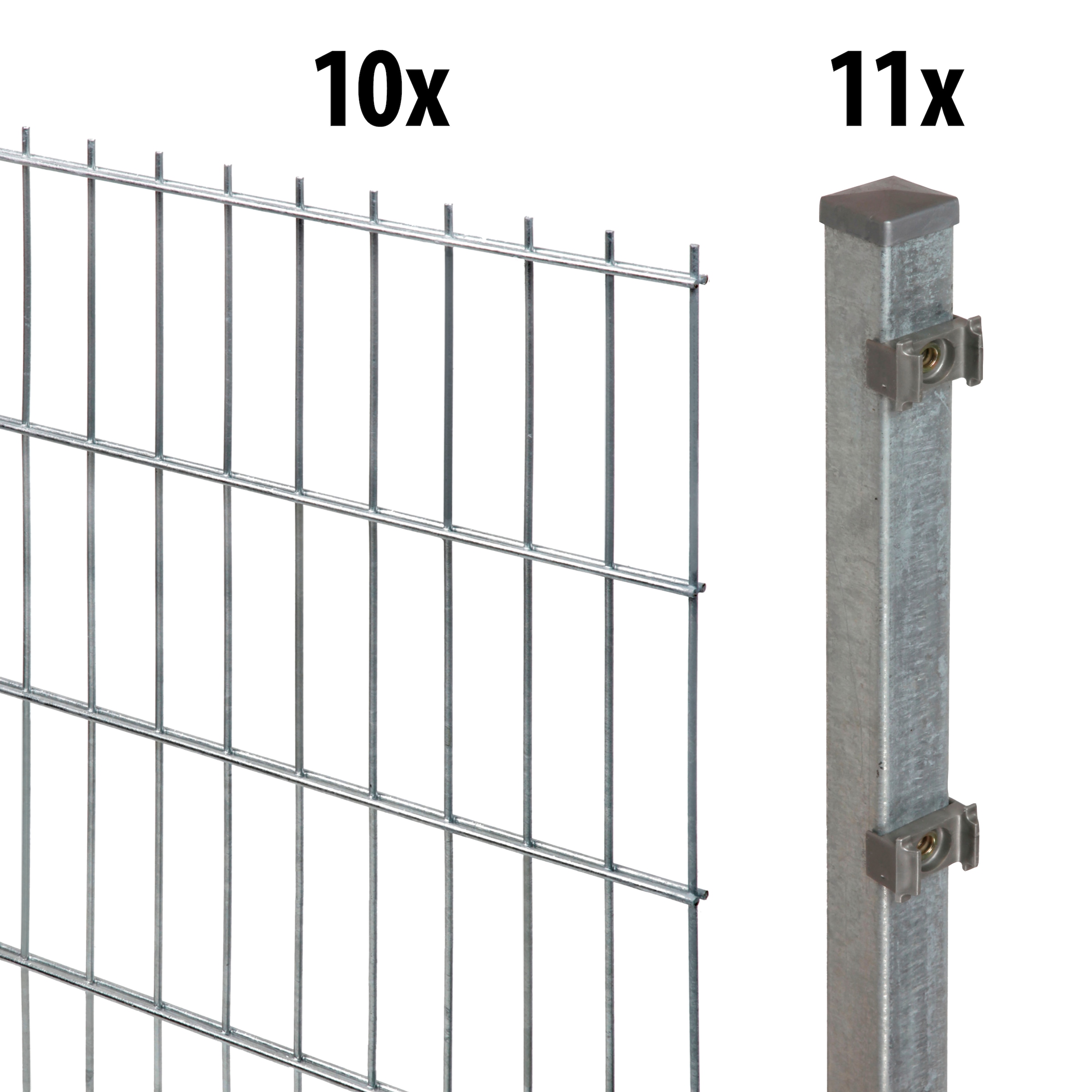 GARDEN 'N' MORE Doppelstabmattenzaun »Standard«, 10 Elemente für 20 m, LxH: 200 x 83 cm, mit 11 Pfosten