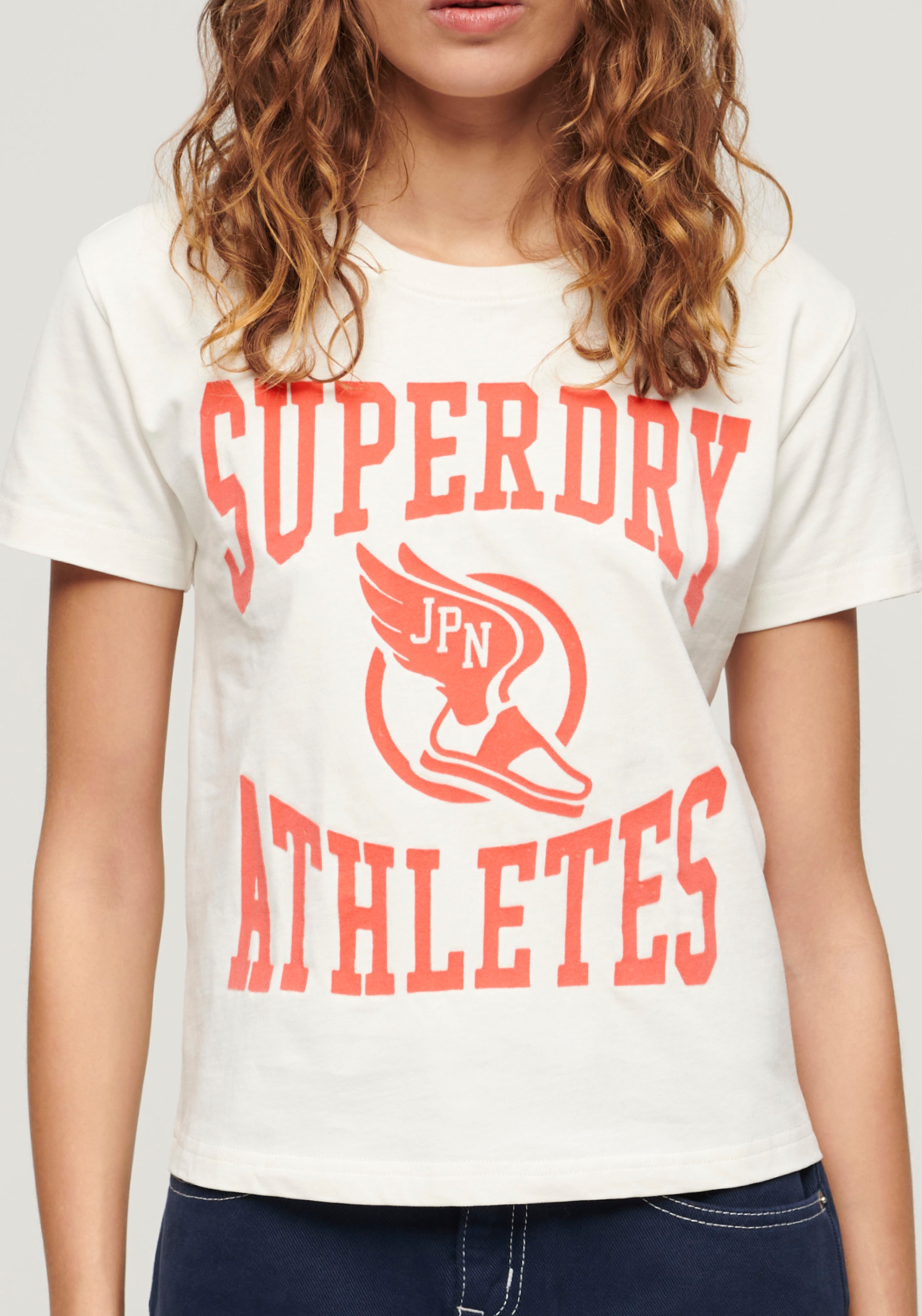 Superdry Print-Shirt stylisches T-Shirt VARSITY FLOCKED FITTED TEE mit bedr günstig online kaufen