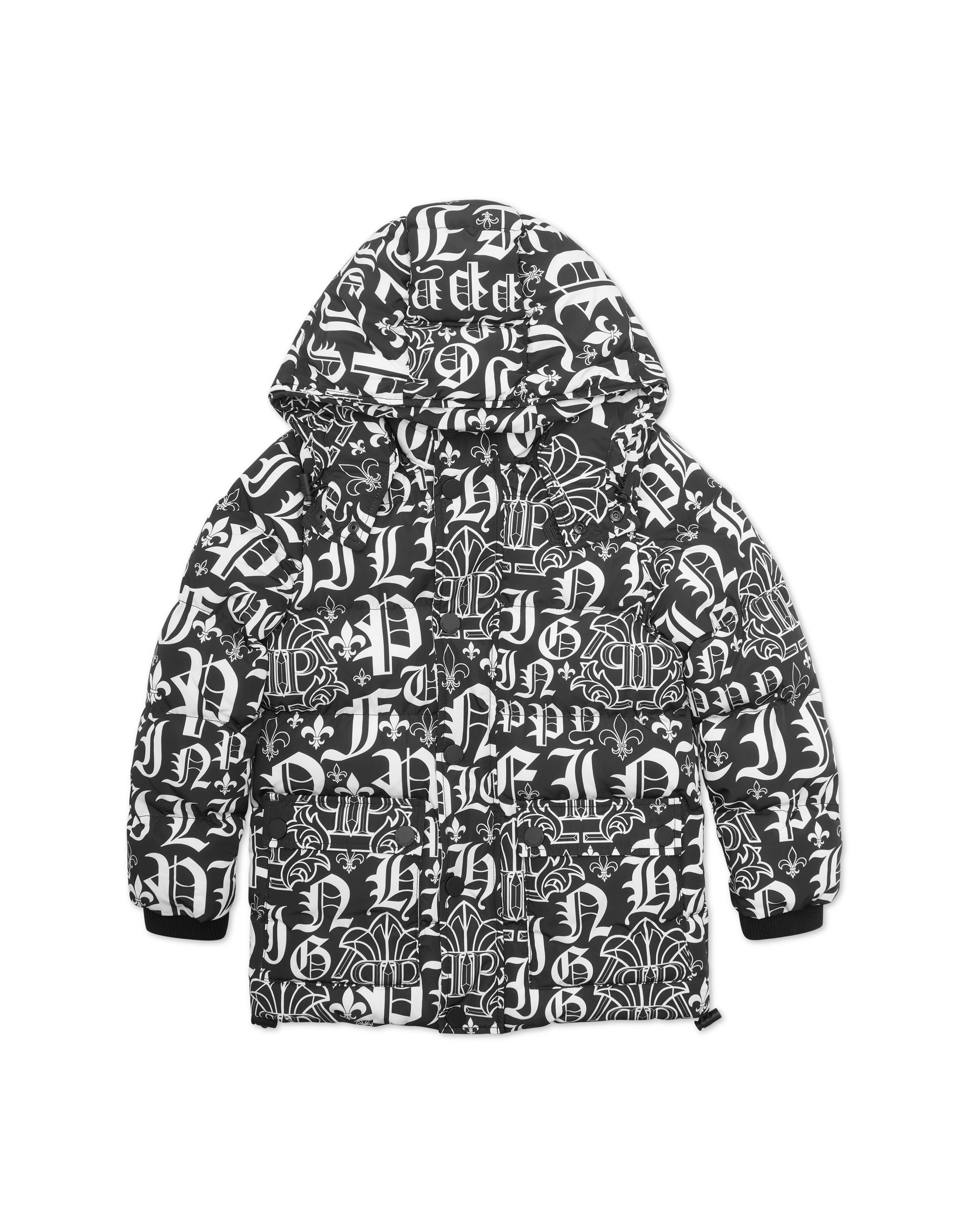 Winterjacke PHILIPP PLEIN "Gothic Plein", Jungen, Gr. 12, 02, schwarz, Obermaterial: 100% Polyester; Futter: 100% Polyester; Füllung: 100% Polyester, Jacken Winterjacke