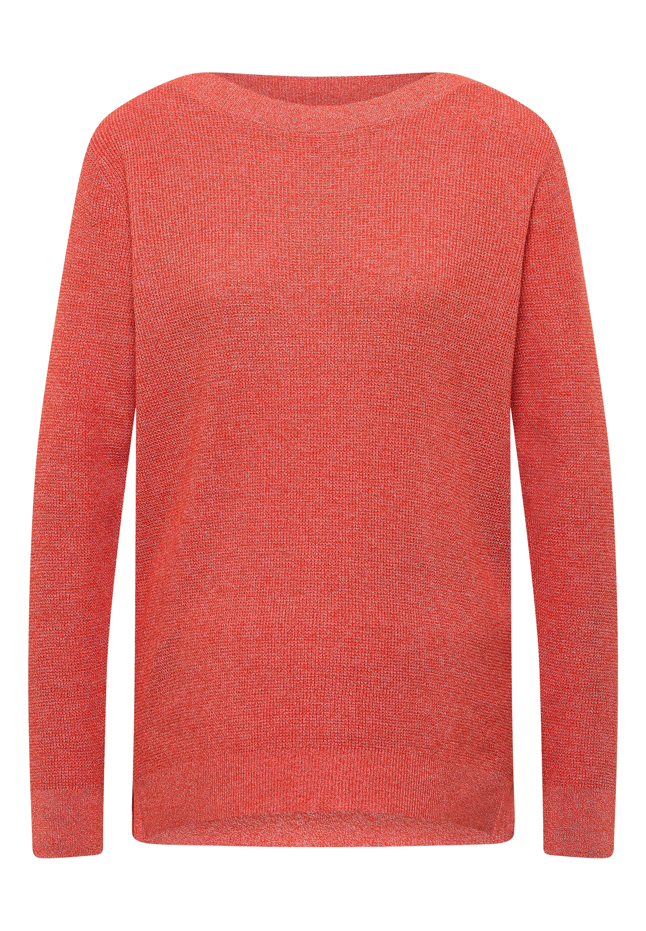 Strickpullover CECIL, Damen, Gr. XL (44), cherry tomato orange melange, Web, 60% Baumwolle, 40% Viskose, unifarben, comfort fit normal, U-Boot-Ausschnitt, Bündchen, Pullover Strickpullover, im soften Baumwoll-Mix 6