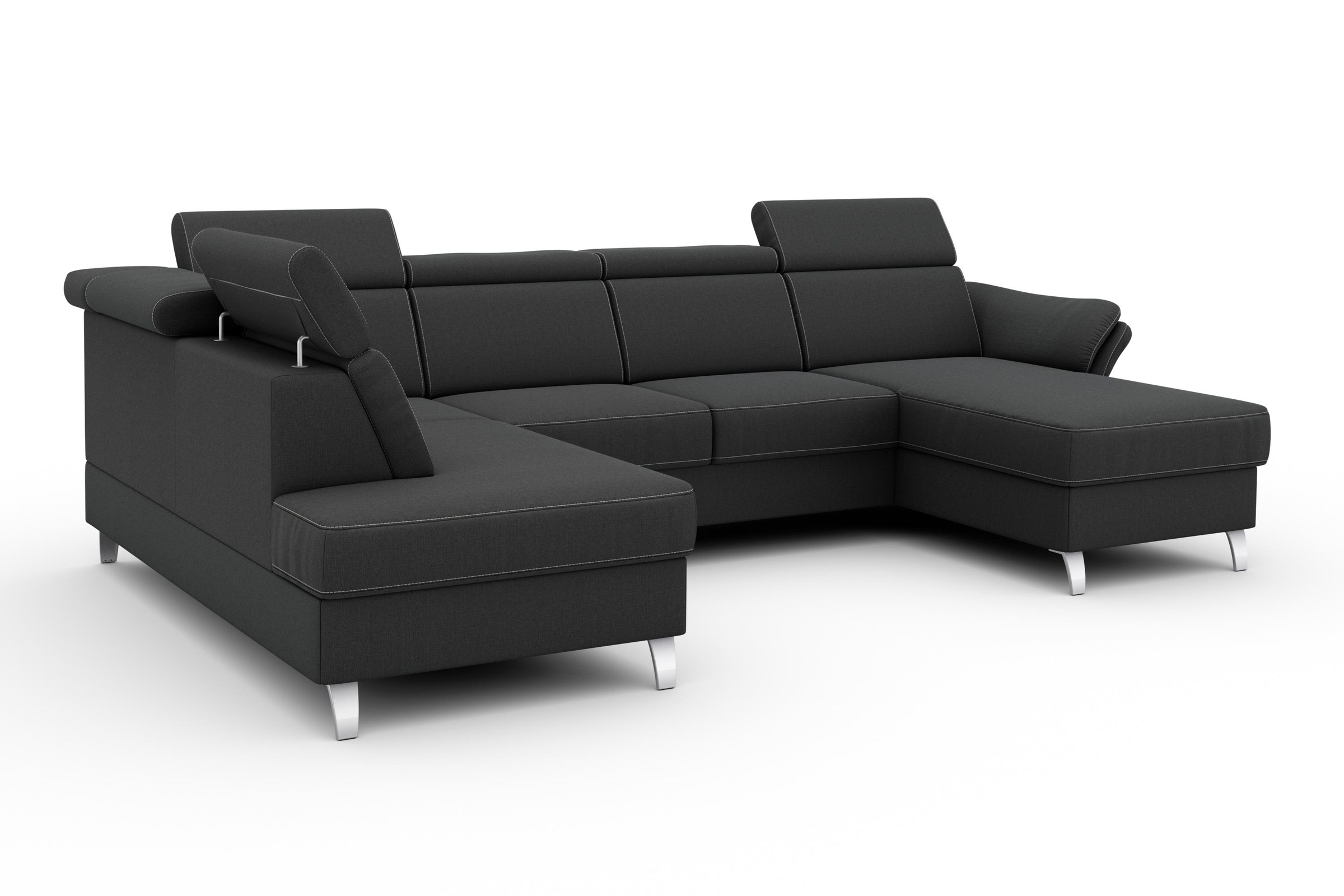 sit&more Wohnlandschaft »Vincenzo U-Form«, inklusive Kopfteilverstellung, wahlweise mit Bettfunktion, Bettkasten