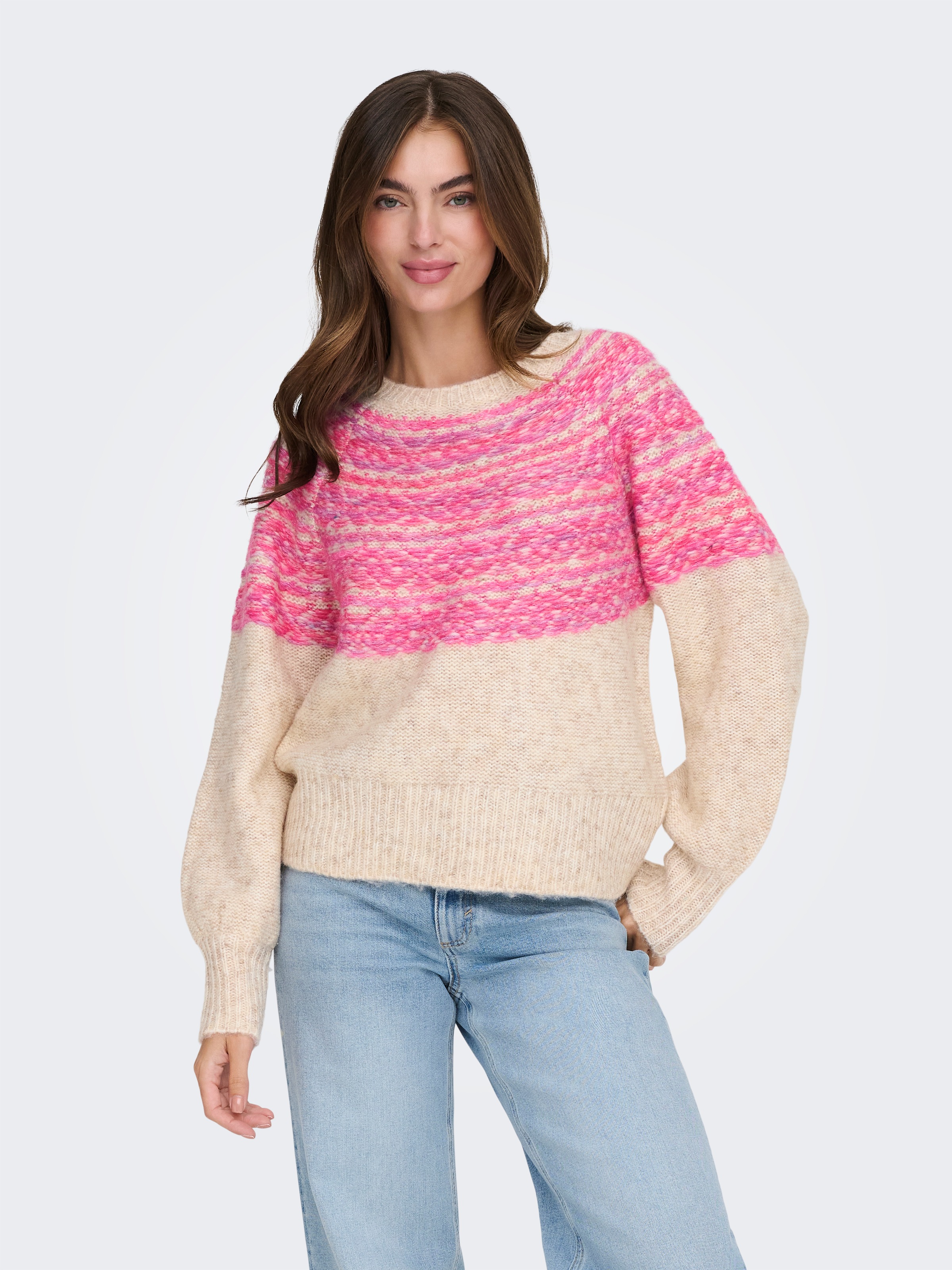 ONLY Strickpullover "ONLSIDONA LIFE LS JQ O-NECK KNT" günstig online kaufen
