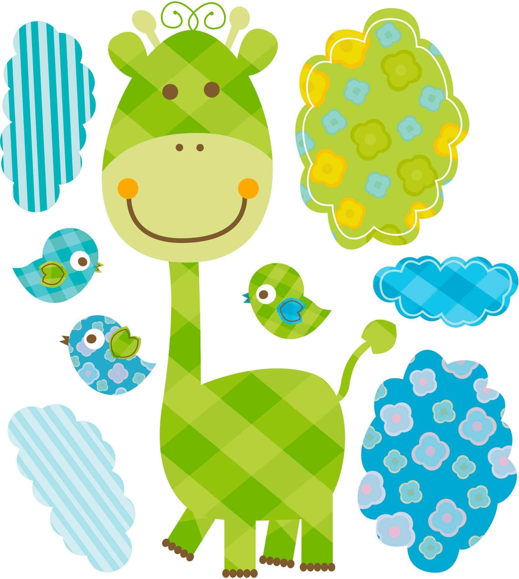 Wandtattoo »Lustige Giraffe Baby Tiere Set«, (Muster), selbstklebend, entfernbar