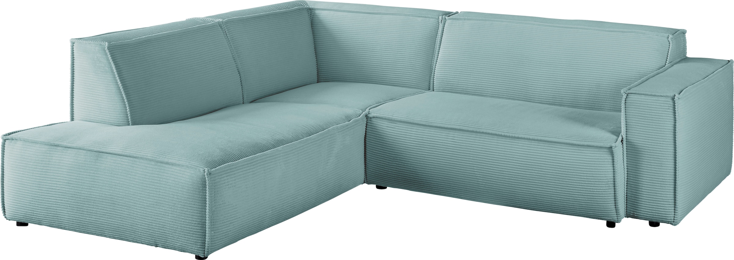 3C Candy Ecksofa »Matteo in elegant, kubischer Formensprache, bequem, L-Form«, mit auffälliger Kedernaht, Cord-Bezug, Lounge-Charakter, OTTOs Choice
