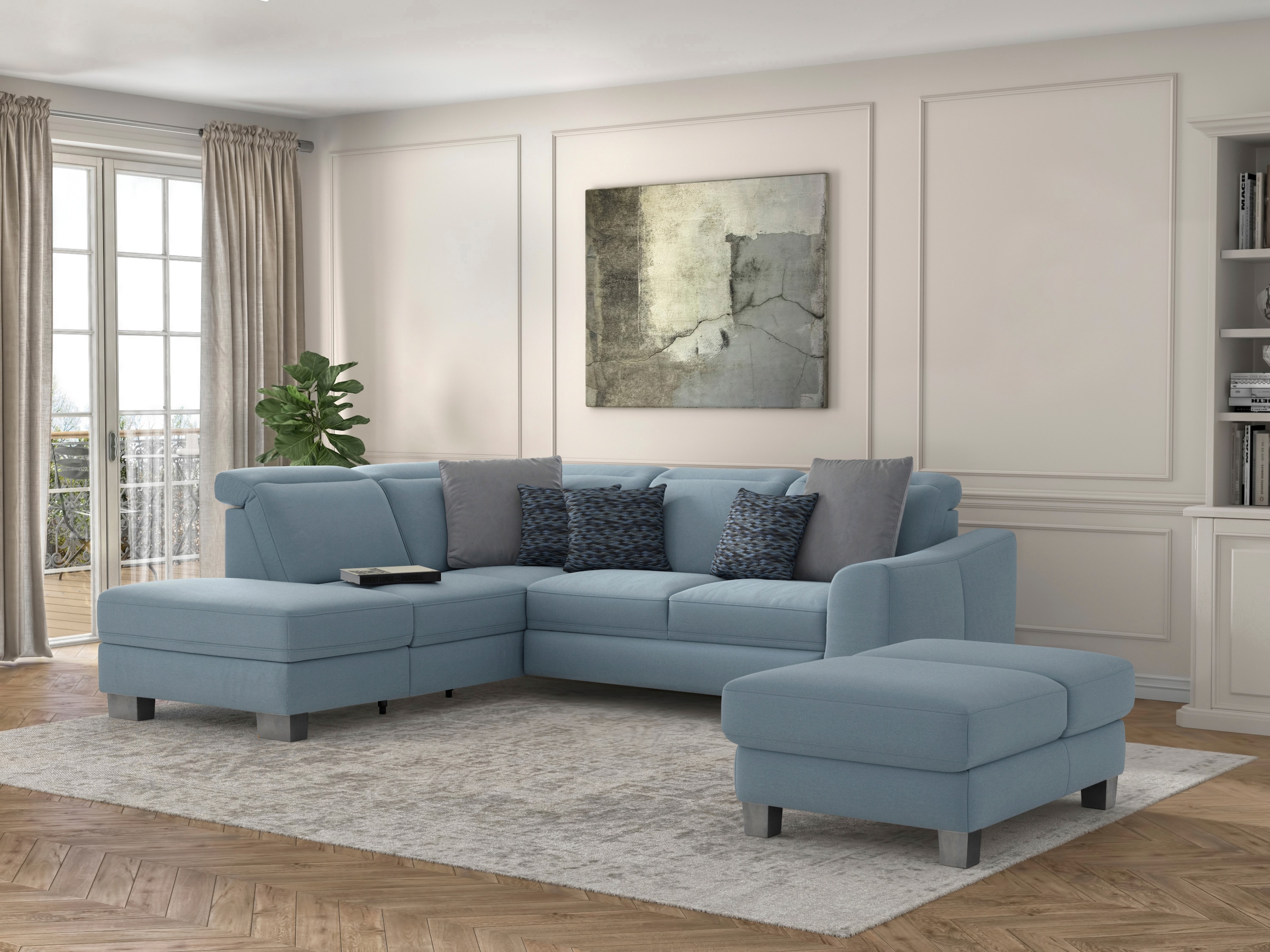 sit&more Polsterhocker »Dundee«, mit Klappfunktion, Federkern und hochwertigen Edelstahlfüßen
