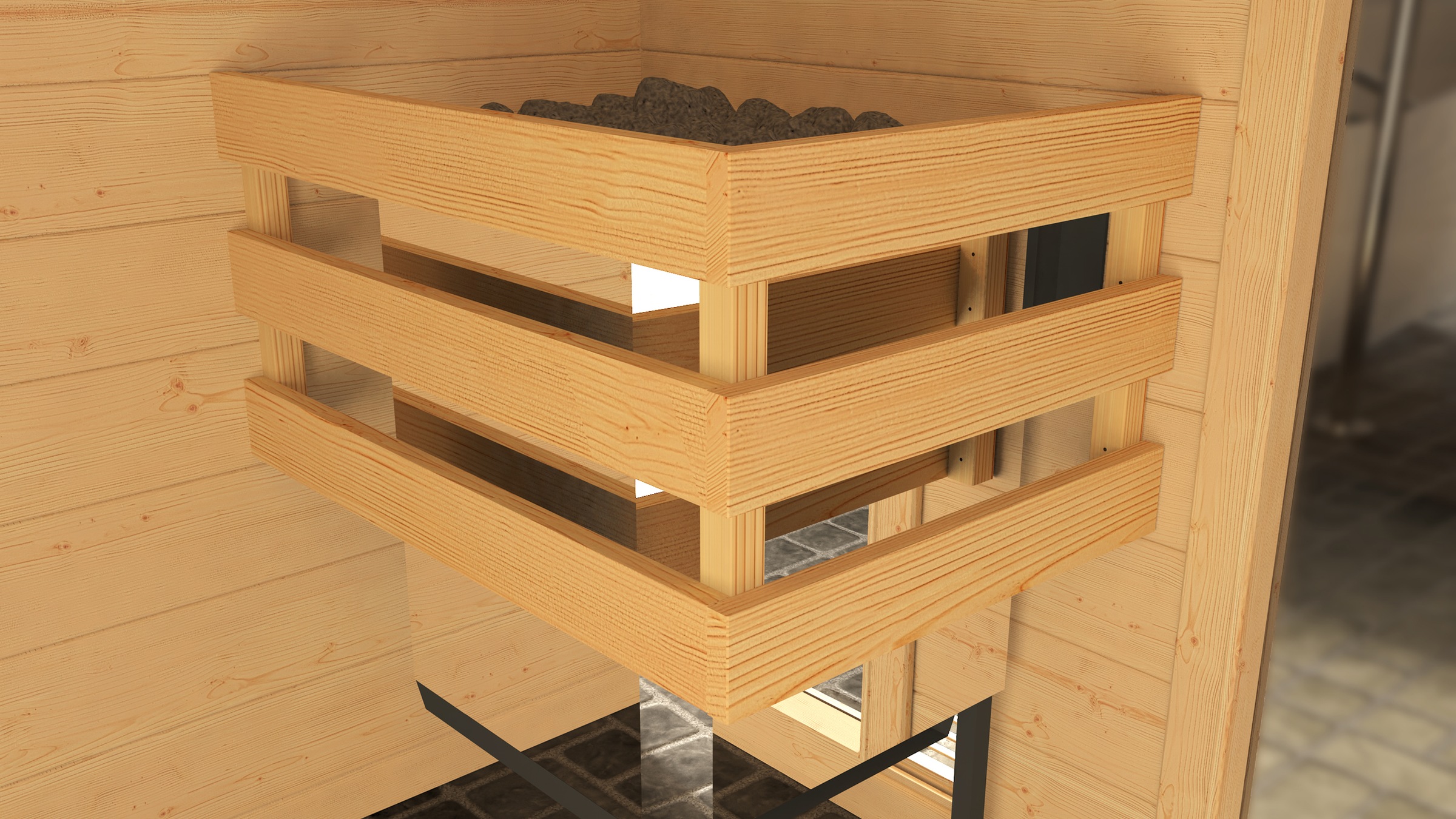 weka Sauna »Massivholzsauna VALIDA 4«, Blockbohlen, moderne Ganzglastür